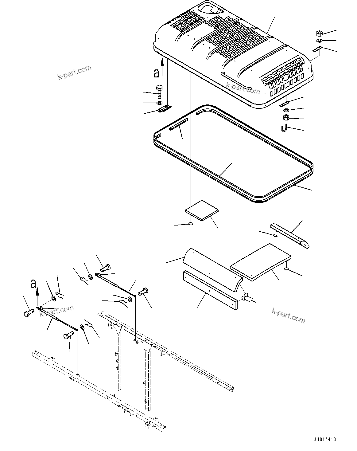 Komatsu parts book diagram for PC290LC-8 S/N 32001-UP: ENGINE HOOD, (#30471-)