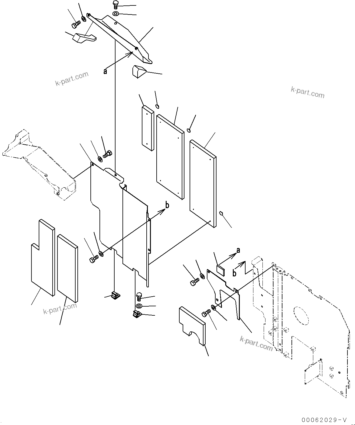 Komatsu parts book diagram for PC290LC-8 S/N 32001-UP: MACHINE CAB PARTITION, CENTER(#30882-)