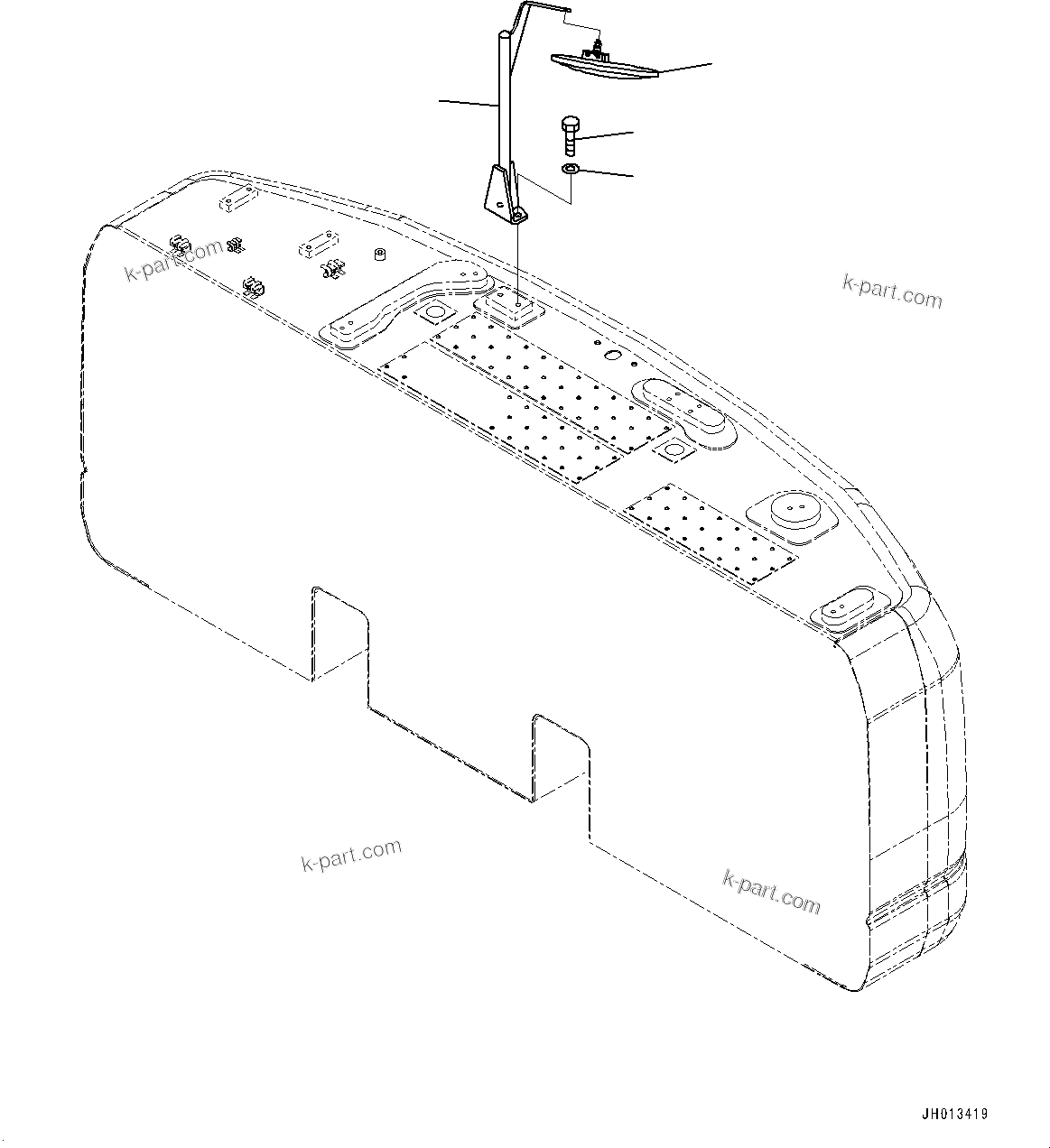 Komatsu parts book diagram for PC290LC-8 S/N 32001-UP: REAR UNDER VIEW MIRROR, (#30471-)