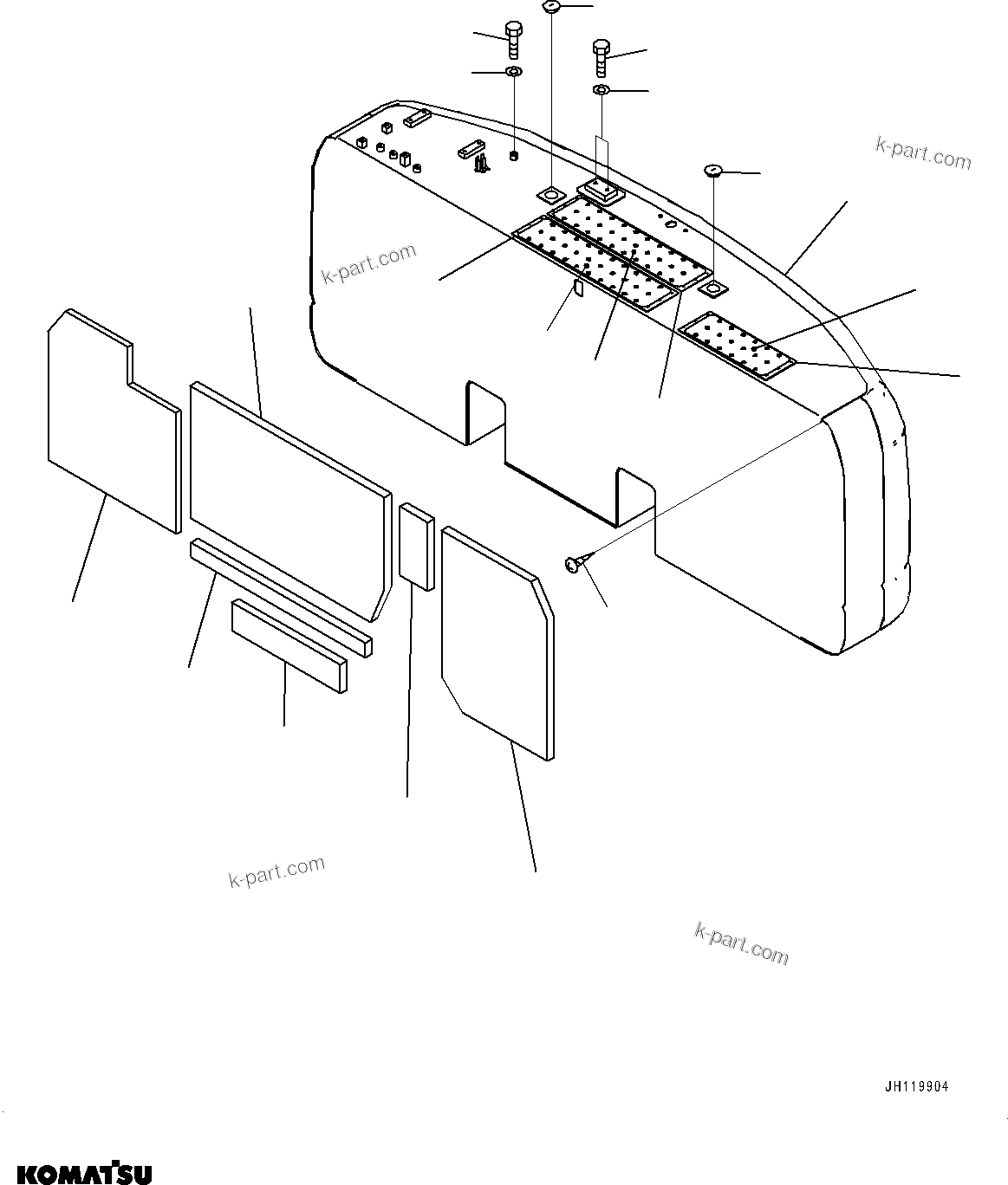 Komatsu parts book diagram for PC290LC-8 S/N 32001-UP: COUNTERWEIGHT, (5500KG, REARVIEW CAMERA, 2 SET)(#32001-)