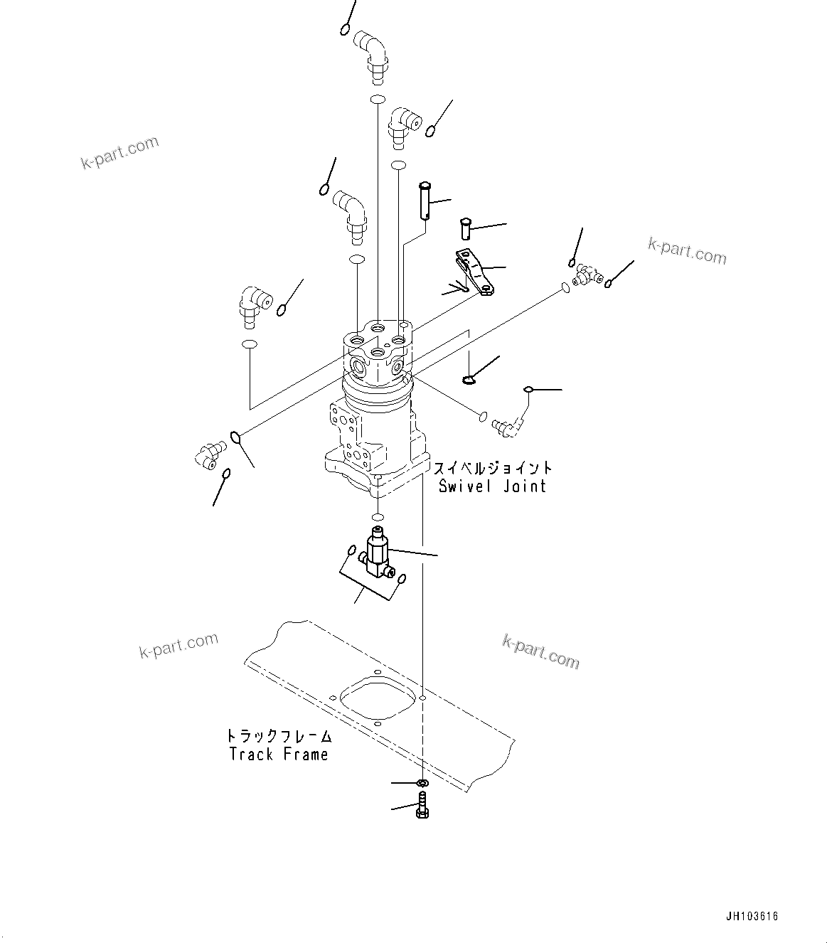 Komatsu parts book diagram for PC290LC-8 S/N 32001-UP: SWIVEL JOINT, RELATED PARTS(#30117-)