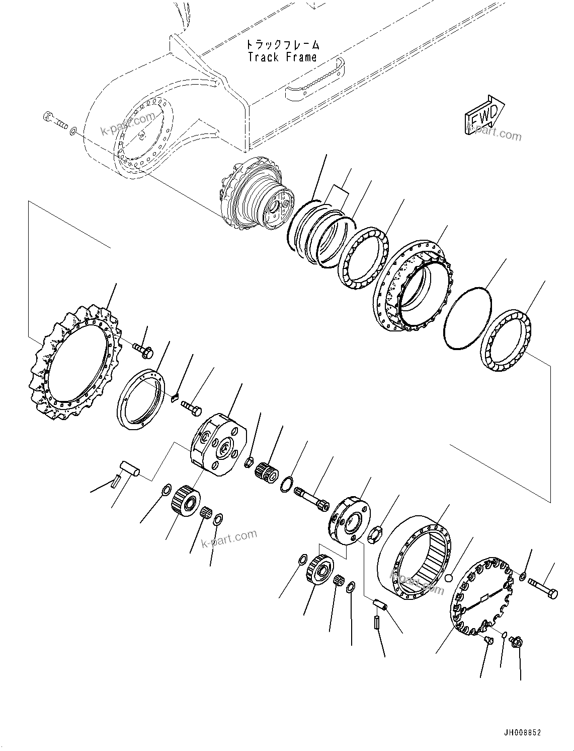 Komatsu parts book diagram for PC290LC-8 S/N 32001-UP: TRAVEL MOTOR AND FINAL DRIVE, 1ST AND 2ND CARRIER, R.H.(#30471-)