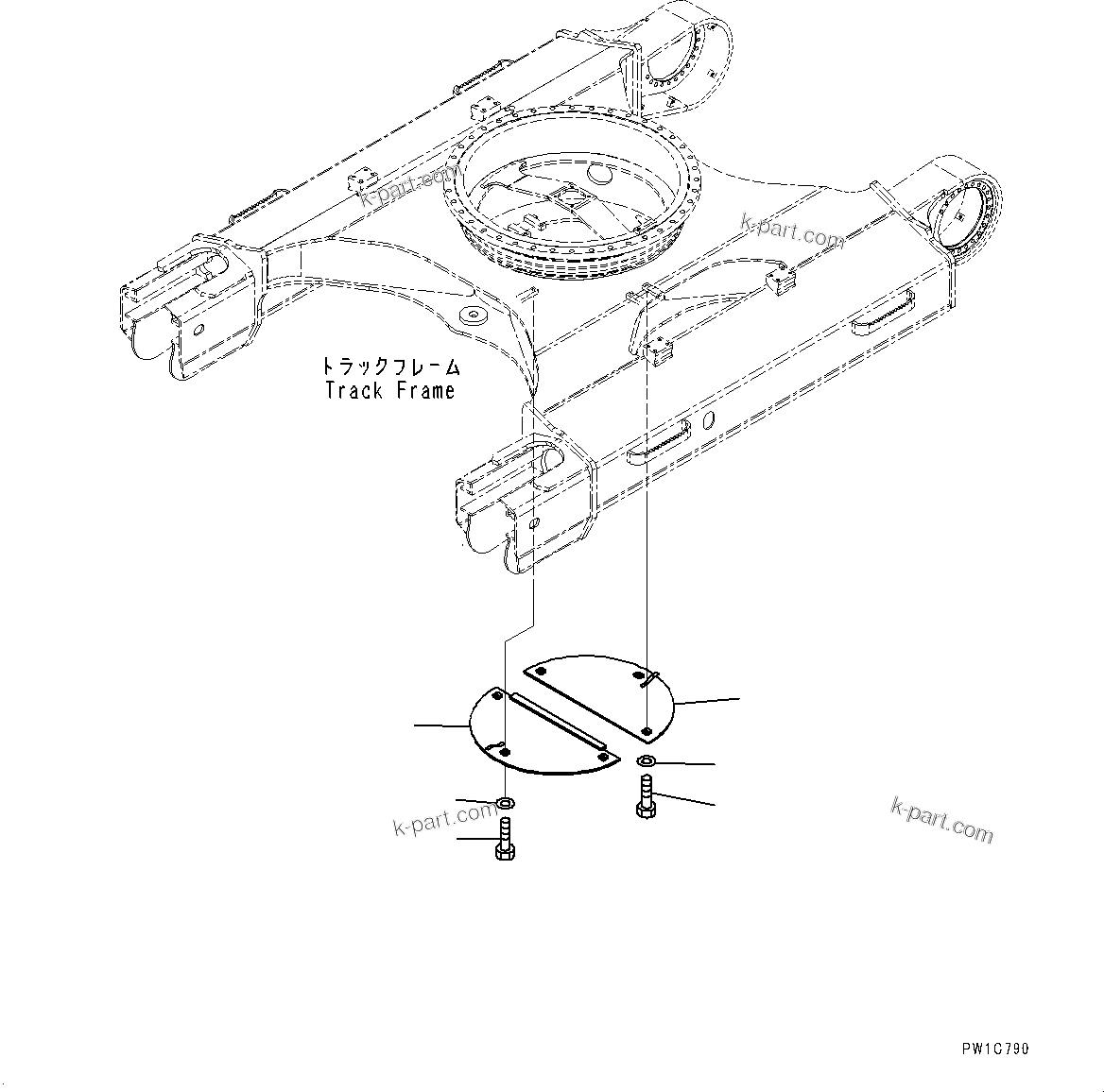 Komatsu parts book diagram for PC290LC-8 S/N 32001-UP: TRACK FRAME UNDER COVER, (#30471-)