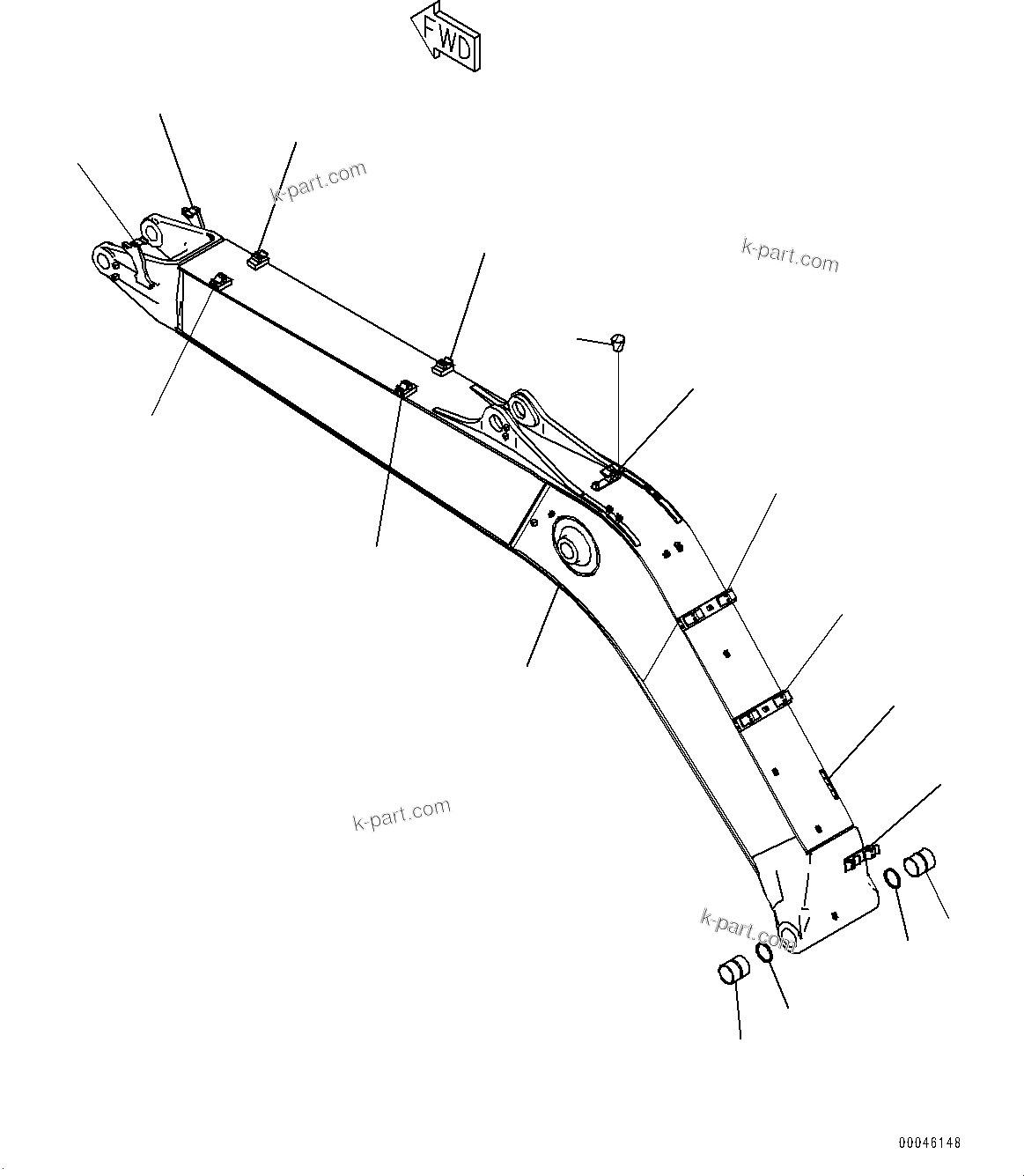 Komatsu parts book diagram for PC290LC-8 S/N 32001-UP: BOOM, BOOM AND BUSHING (5900MM HEAVY DUTY TYPE, 1-ATTACHMENT)(#30117-)