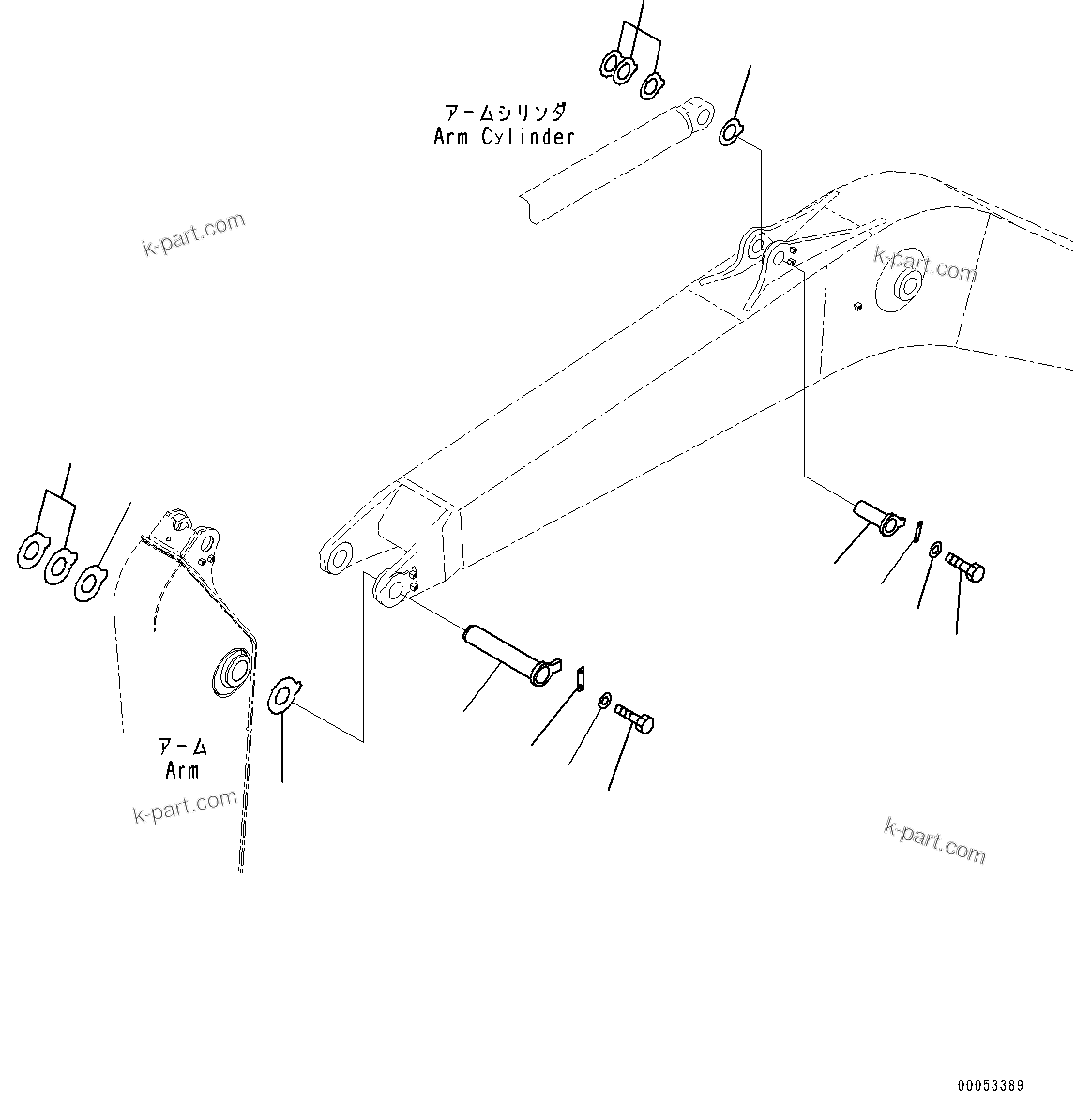 Komatsu parts book diagram for PC290LC-8 S/N 32001-UP: BOOM, TOP PIN AND BOTTOM PIN(#30117-)