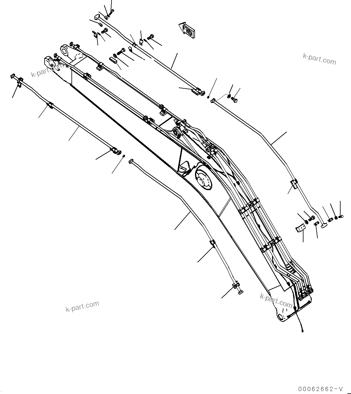 Komatsu parts book diagram for PC290LC-8 S/N 32001-UP: BOOM, ADDITIONAL PIPING(#30117-)