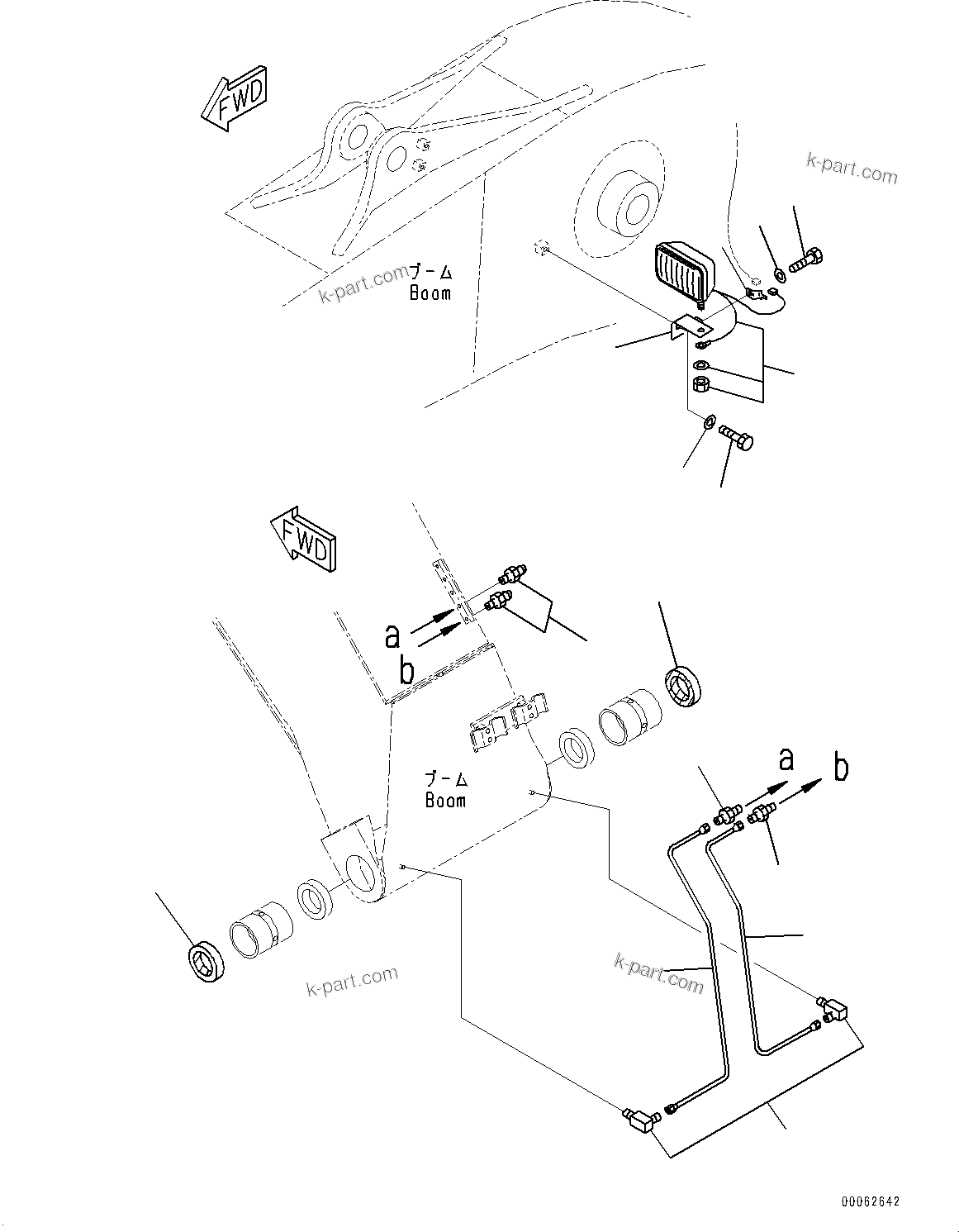 Komatsu parts book diagram for PC290LC-8 S/N 32001-UP: BOOM, WORKING LAMP(#30117-30961)