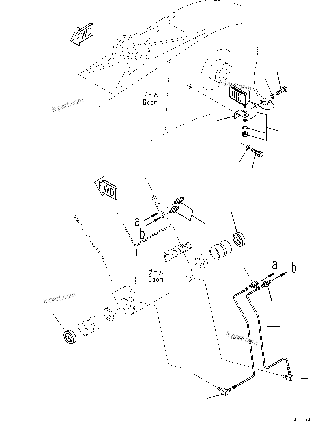 Komatsu parts book diagram for PC290LC-8 S/N 32001-UP: BOOM, WORKING LAMP(#30962-)