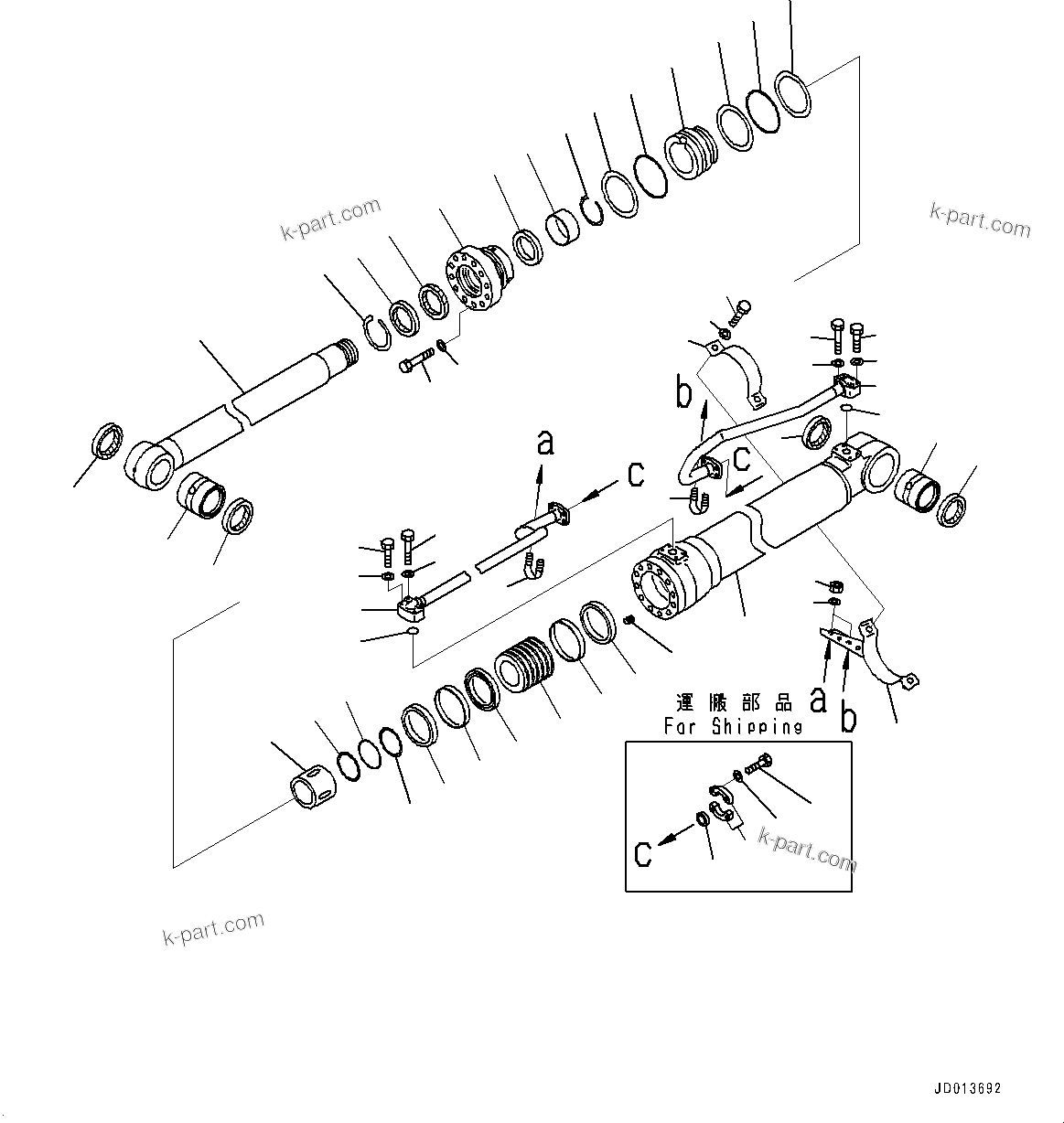 Komatsu parts book diagram for PC290LC-8 S/N 32001-UP: BOOM CYLINDER, INNER PARTS, BOOM CYLINDER, L.H.(#30471-)
