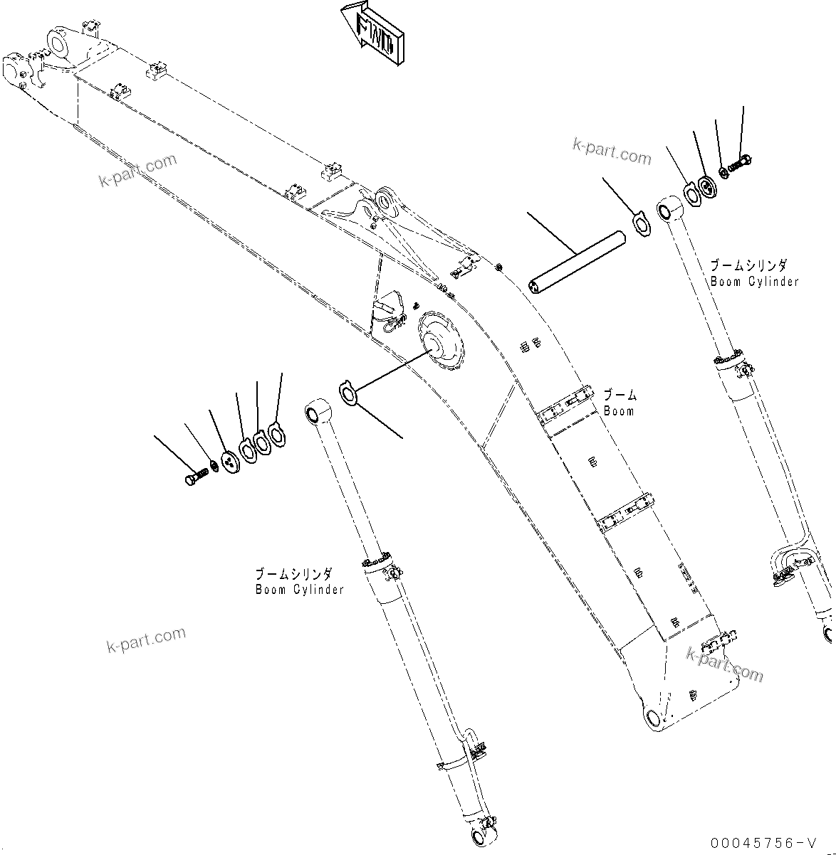 Komatsu parts book diagram for PC290LC-8 S/N 32001-UP: BOOM CYLINDER HEAD PIN, (#30471-)