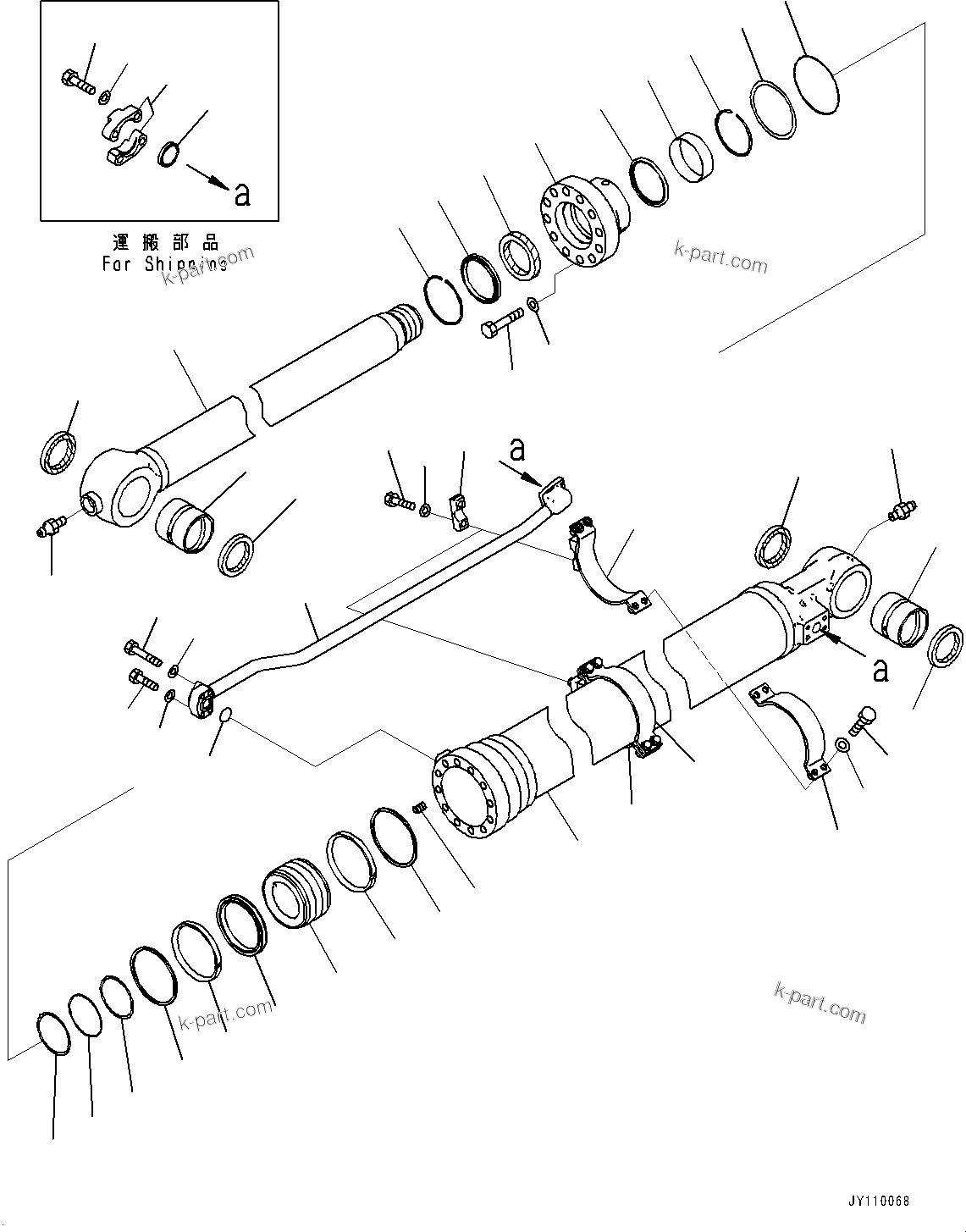 Komatsu parts book diagram for PC290LC-8 S/N 32001-UP: ARM, INNER PARTS, BUCKET CYLINDER (2500MM, HEAVY DUTY TYPE)(#30911-)
