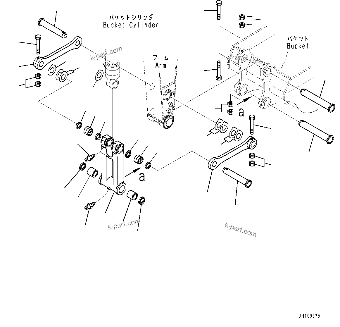 Komatsu parts book diagram for PC290LC-8 S/N 32001-UP: ARM, BUCKET LINK (2000MM, HEAVY DUTY TYPE)(#30884-30883)