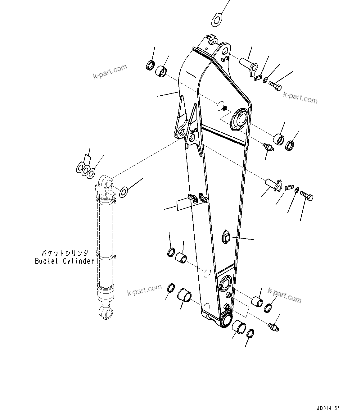 Komatsu parts book diagram for PC290LC-8 S/N 32001-UP: ARM, ARM AND PIN (2500MM, HEAVY DUTY TYPE)(#30471-)