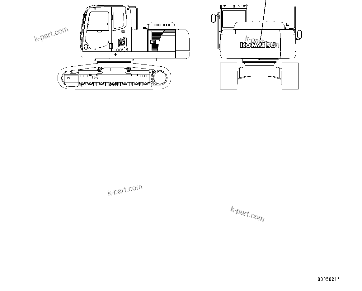 Komatsu parts book diagram for PC290LC-8 S/N 32001-UP: KOMATSU LOGO, (WITHOUT BOOM)(#32001-)