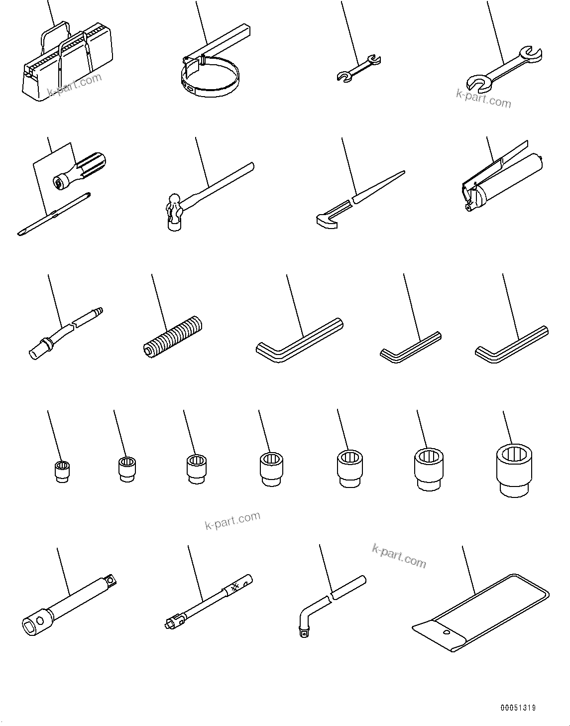 Komatsu parts book diagram for PC290LC-8 S/N 32001-UP: TOOL, (#30117-)