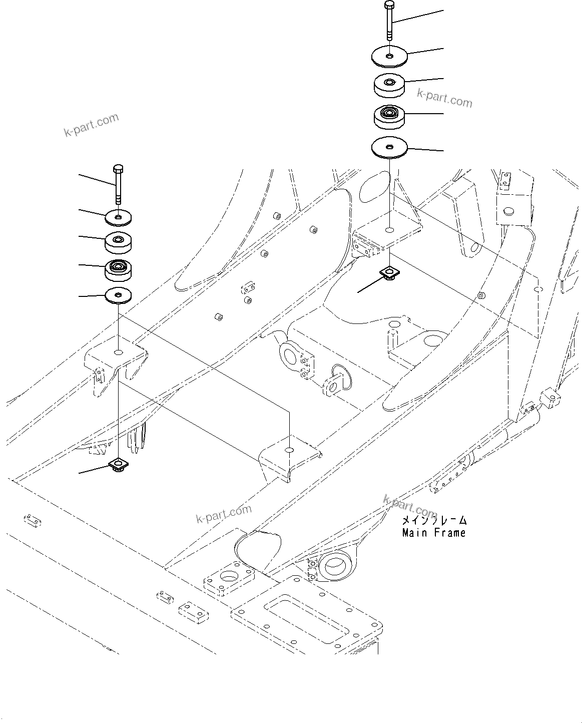 Komatsu parts book diagram for HD325-7R S/N 12001-UP: ENGINE MOUNTING, (#11034-)