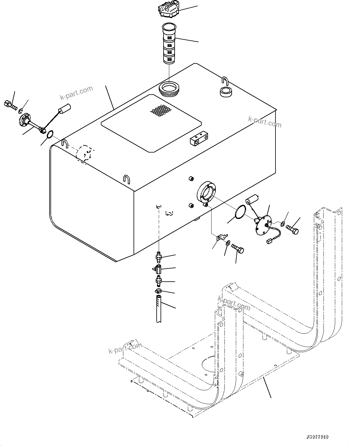 Komatsu parts book diagram for HD325-7R S/N 12001-UP: FUEL TANK, TANK(#12001-)