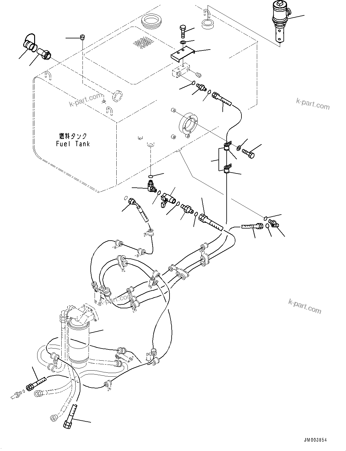 Komatsu parts book diagram for HD325-7R S/N 12001-UP: FUEL TANK, PIPING(#12001-)