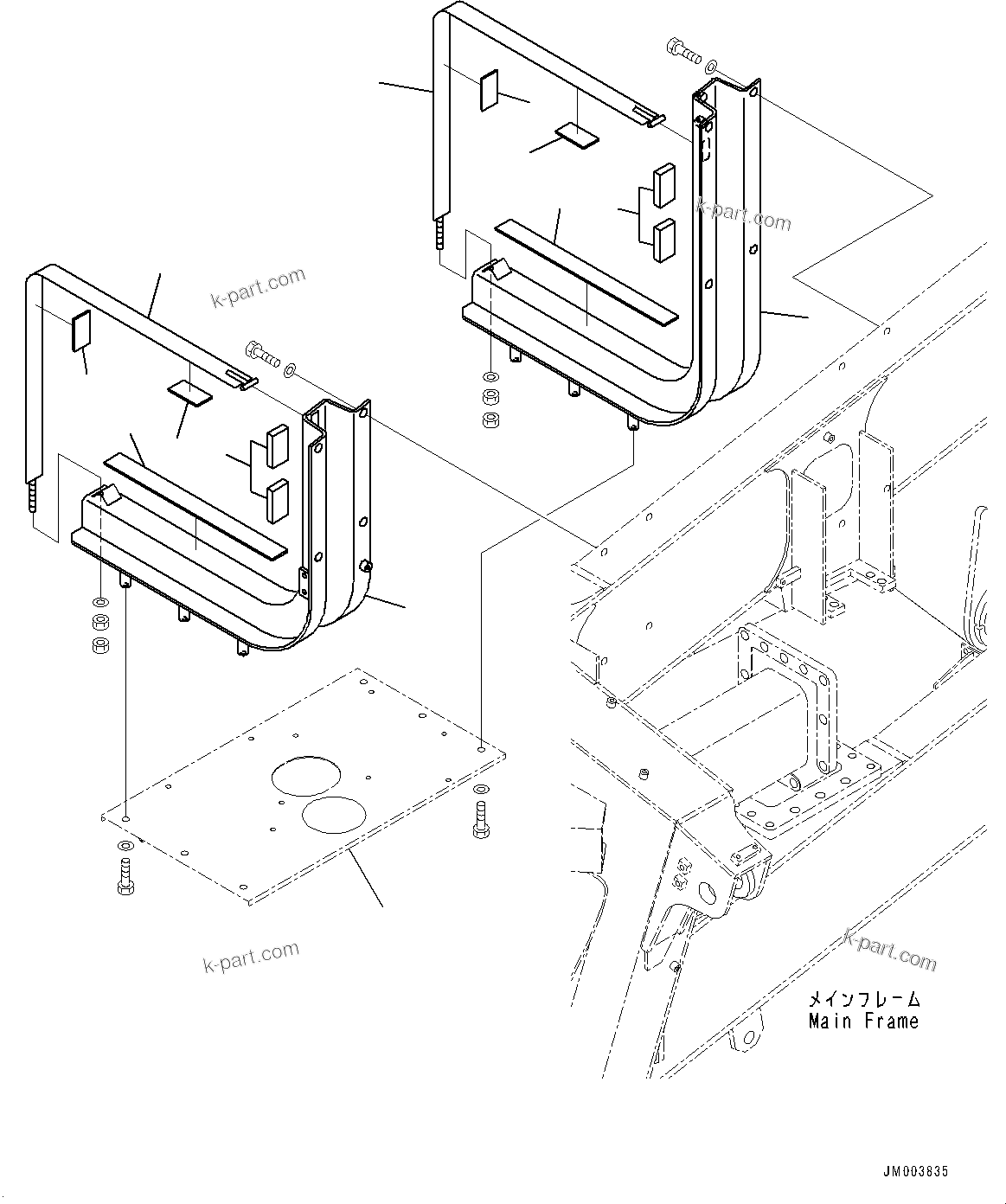 Komatsu parts book diagram for HD325-7R S/N 12001-UP: FUEL TANK, HANGER(#12001-)