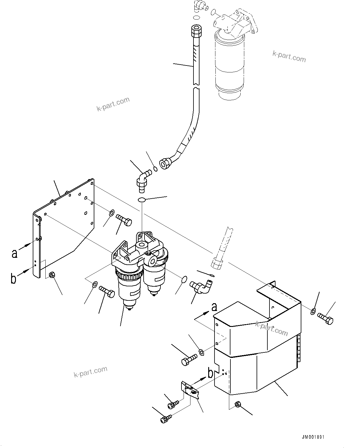 Komatsu parts book diagram for HD325-7R S/N 12001-UP: FUEL PIPING, WATER SEPARATOR(#11034-)