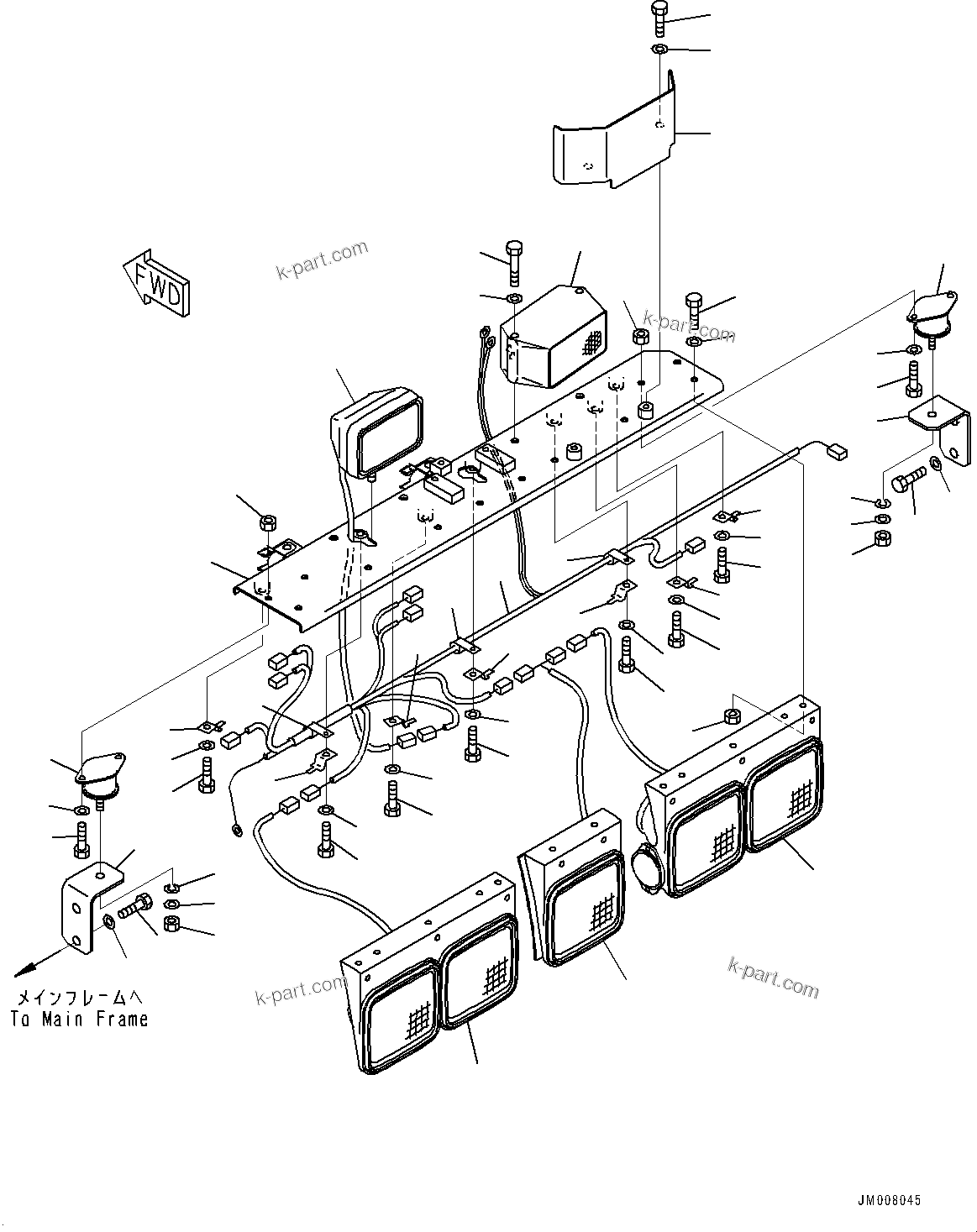 Komatsu parts book diagram for HD325-7R S/N 12001-UP: REAR COMBINATION LAMP AND BACKUP ALARM, (#11141-)