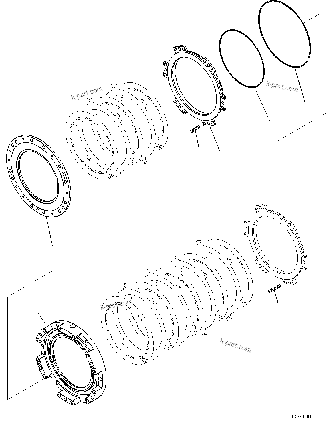 Komatsu parts book diagram for HD325-7R S/N 12001-UP: TORQUE CONVERTER AND TRANSMISSION, HOUSING (1/2)(#11034-)