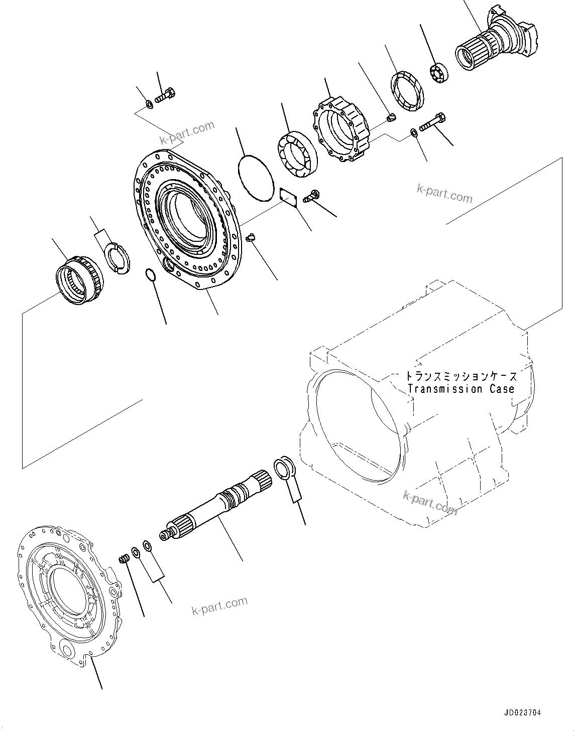 Komatsu parts book diagram for HD325-7R S/N 12001-UP: TORQUE CONVERTER AND TRANSMISSION, INPUT AND OUTPUT SHAFT(#11034-101346)