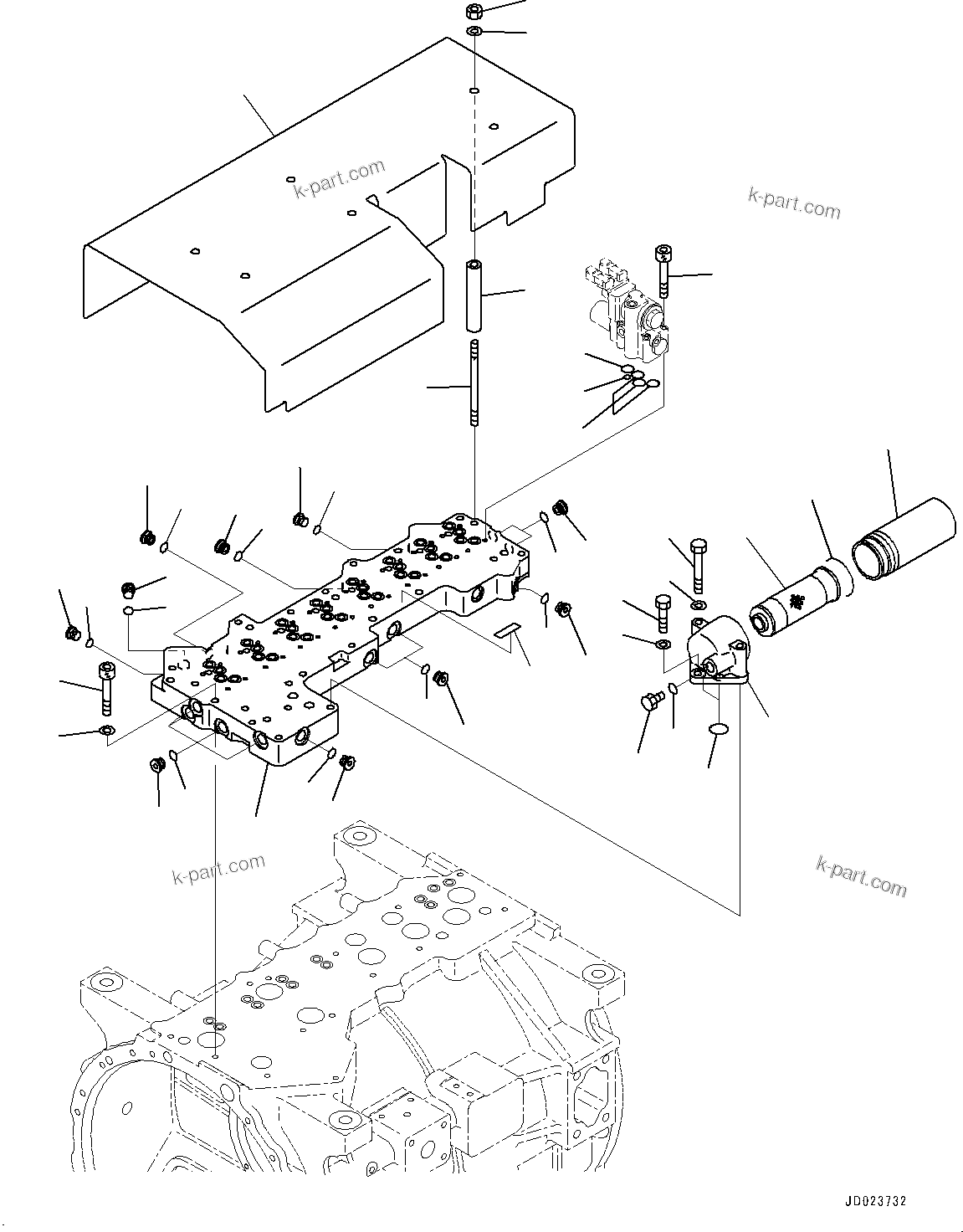 Komatsu parts book diagram for HD325-7R S/N 12001-UP: TORQUE CONVERTER AND TRANSMISSION, TRANSMISSION CONTROL VALVE (ECMV) (2/2)(#11034-)