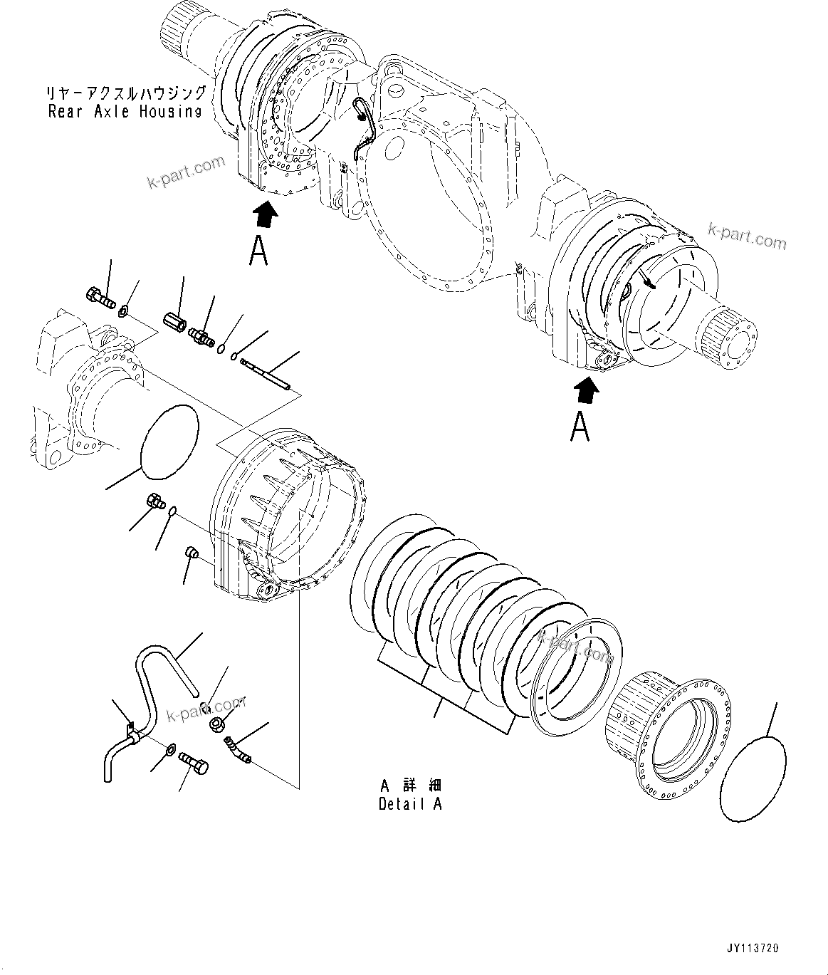 Komatsu parts book diagram for HD325-7R S/N 12001-UP: REAR AXLE, WHEEL BRAKE (2/2) (WITH AUTO SPIN REGULATOR (ASR))(#11034-)