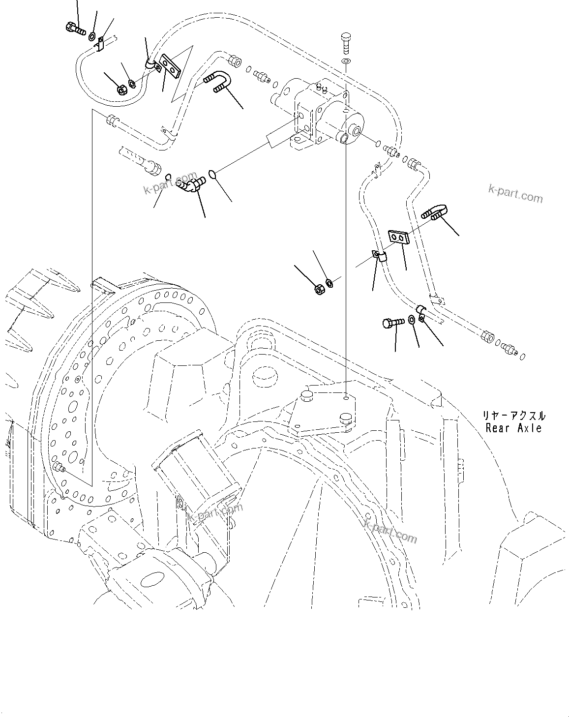 Komatsu parts book diagram for HD325-7R S/N 12001-UP: REAR AXLE, SLACK ADJUSTER PIPING (WITH AUTO SPIN REGULATOR (ASR))(#11034-)