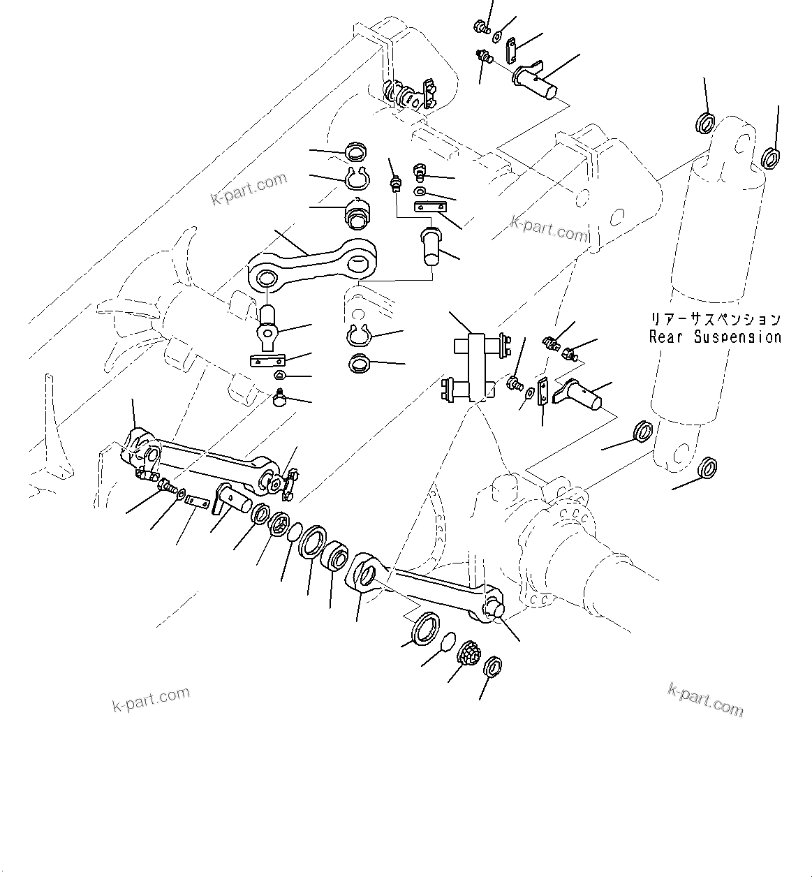 Komatsu parts book diagram for HD325-7R S/N 12001-UP: AXLE SUPPORT, (FOR VIETNAM)(#11034-)
