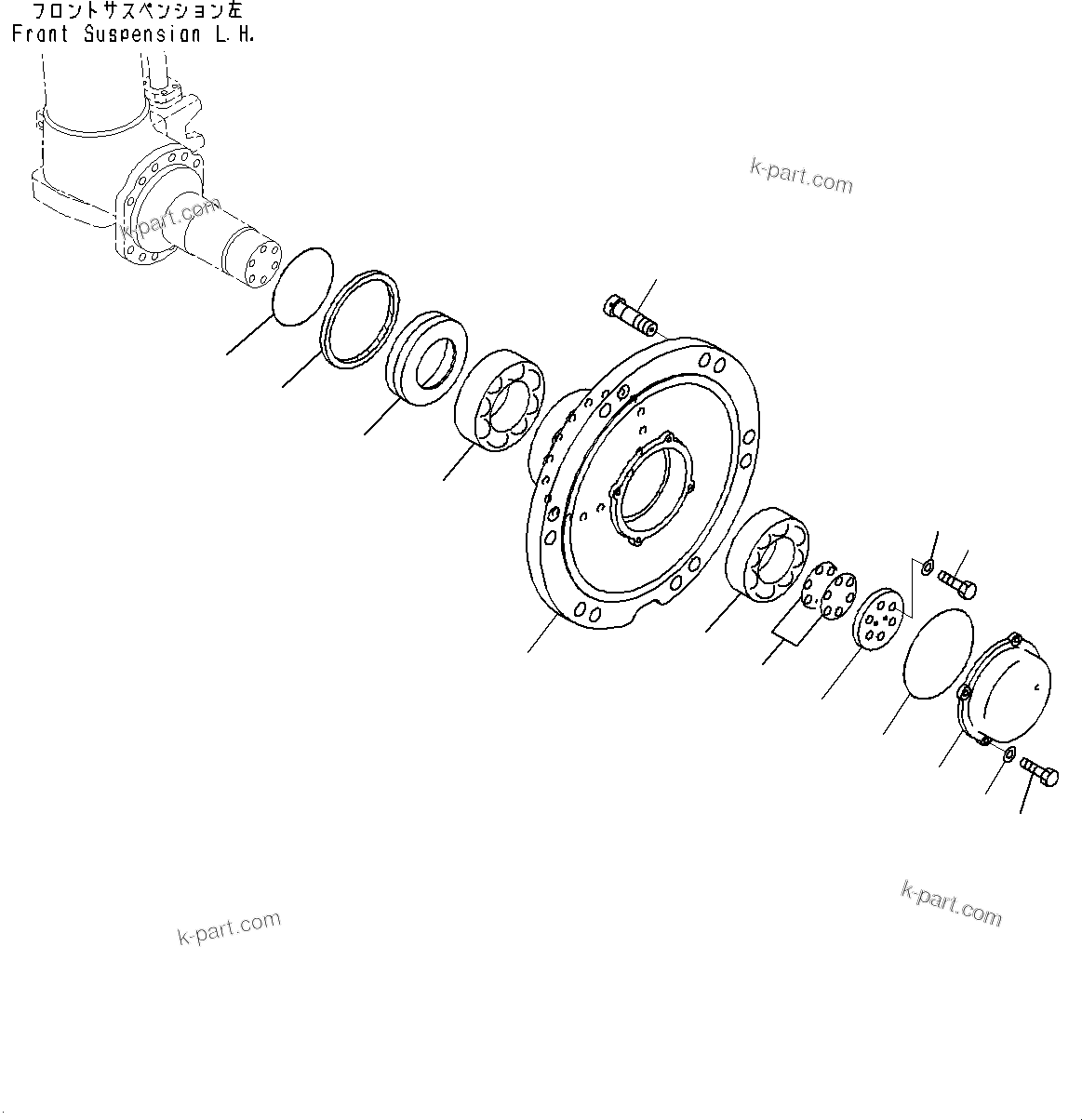 Komatsu parts book diagram for HD325-7R S/N 12001-UP: FRONT AXLE, L.H.(#11034-)