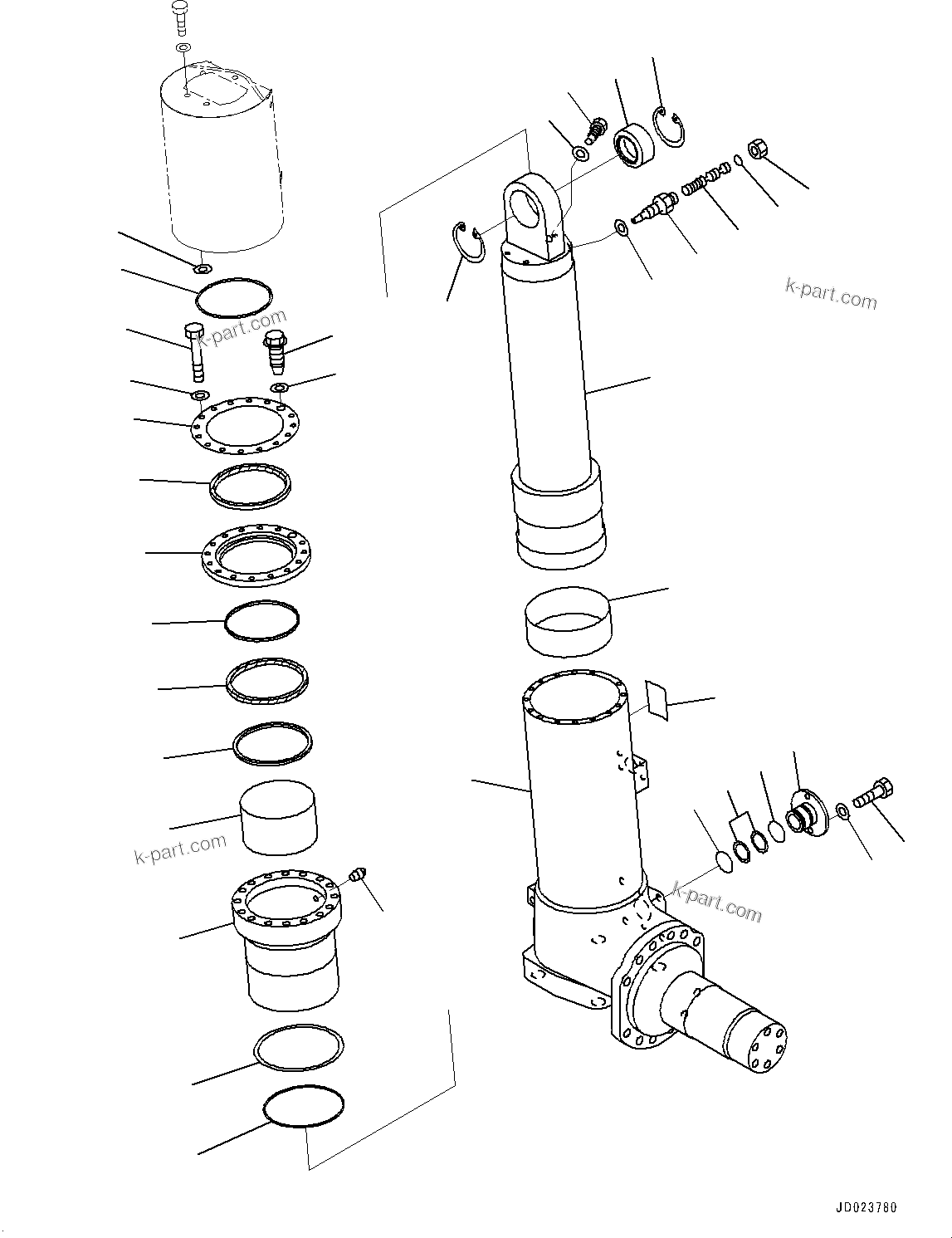 Komatsu parts book diagram for HD325-7R S/N 12001-UP: FRONT AXLE, SUSPENSION, L.H. (1/3)(#11034-)