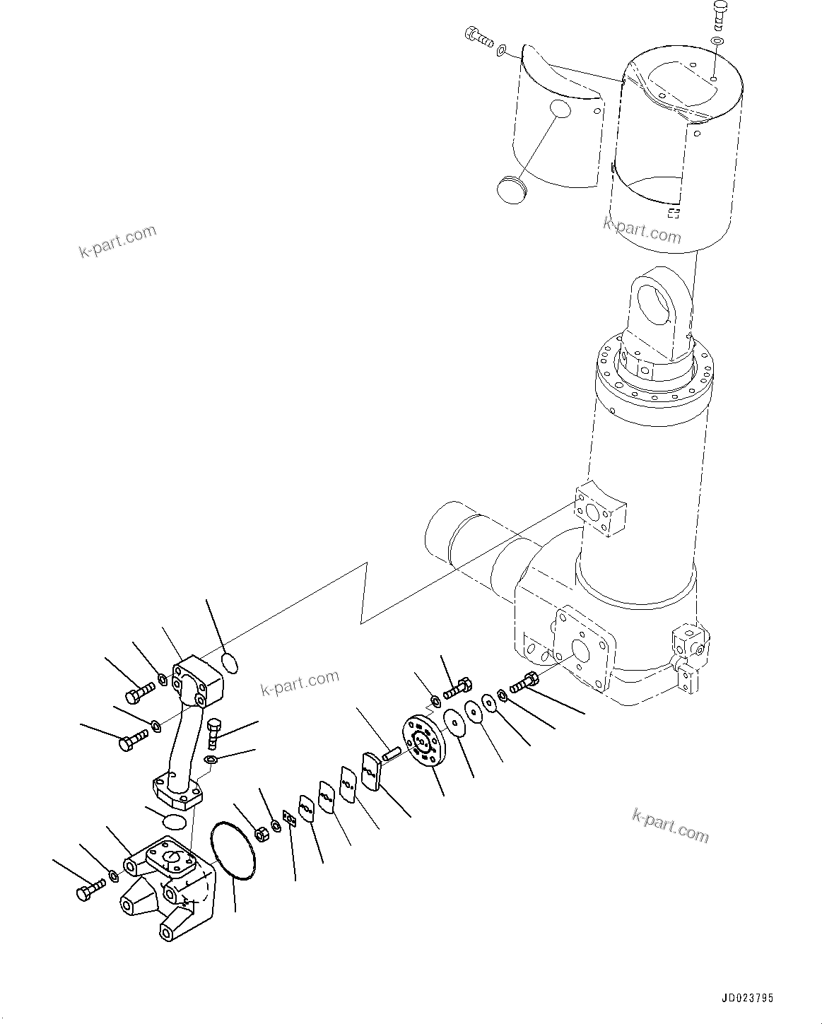 Komatsu parts book diagram for HD325-7R S/N 12001-UP: FRONT AXLE, SUSPENSION, R.H. (2/3)(#11034-)