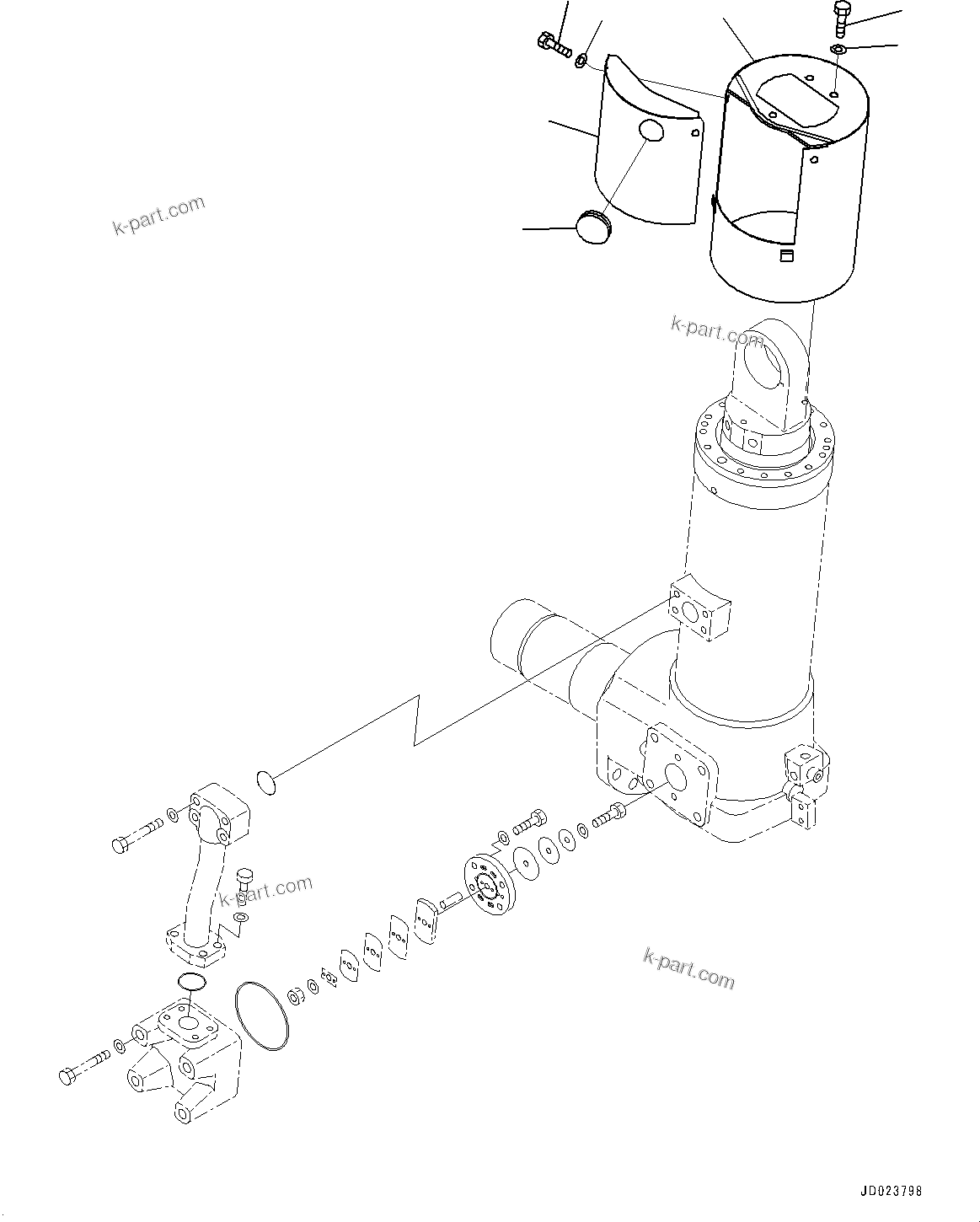 Komatsu parts book diagram for HD325-7R S/N 12001-UP: FRONT AXLE, SUSPENSION, R.H. (3/3)(#11034-)
