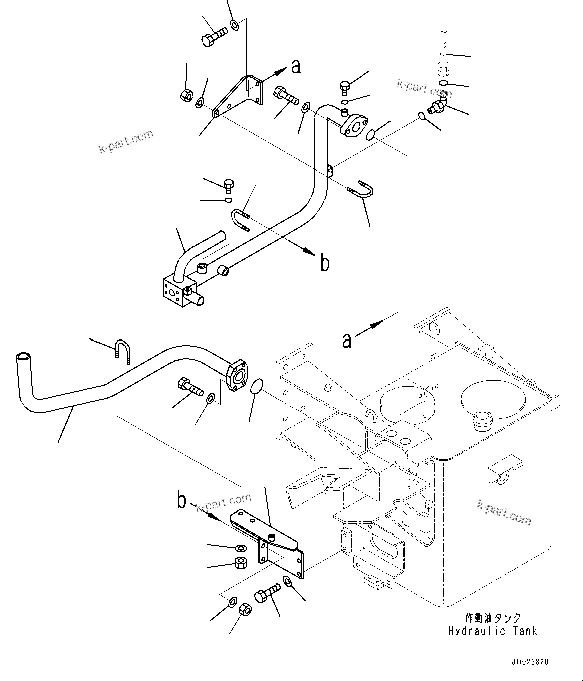 Komatsu parts book diagram for HD325-7R S/N 12001-UP: HYDRAULIC TANK, HYDRAULIC TANK PIPING(#11034-)