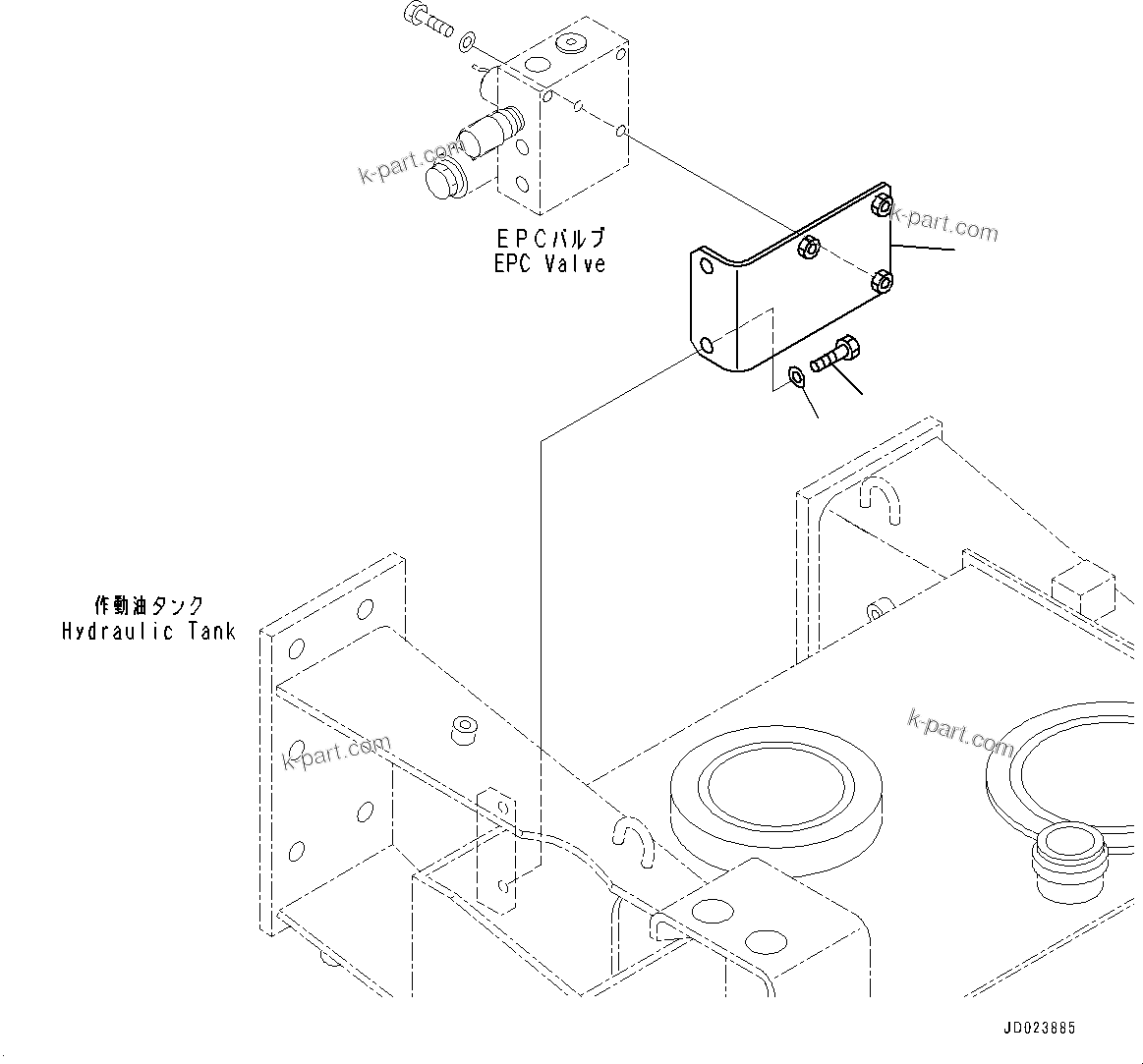 Komatsu parts book diagram for HD325-7R S/N 12001-UP: HYDRAULIC TANK, EPC VALVE TO HYDRAULIC TANK (1/2)(#11034-)