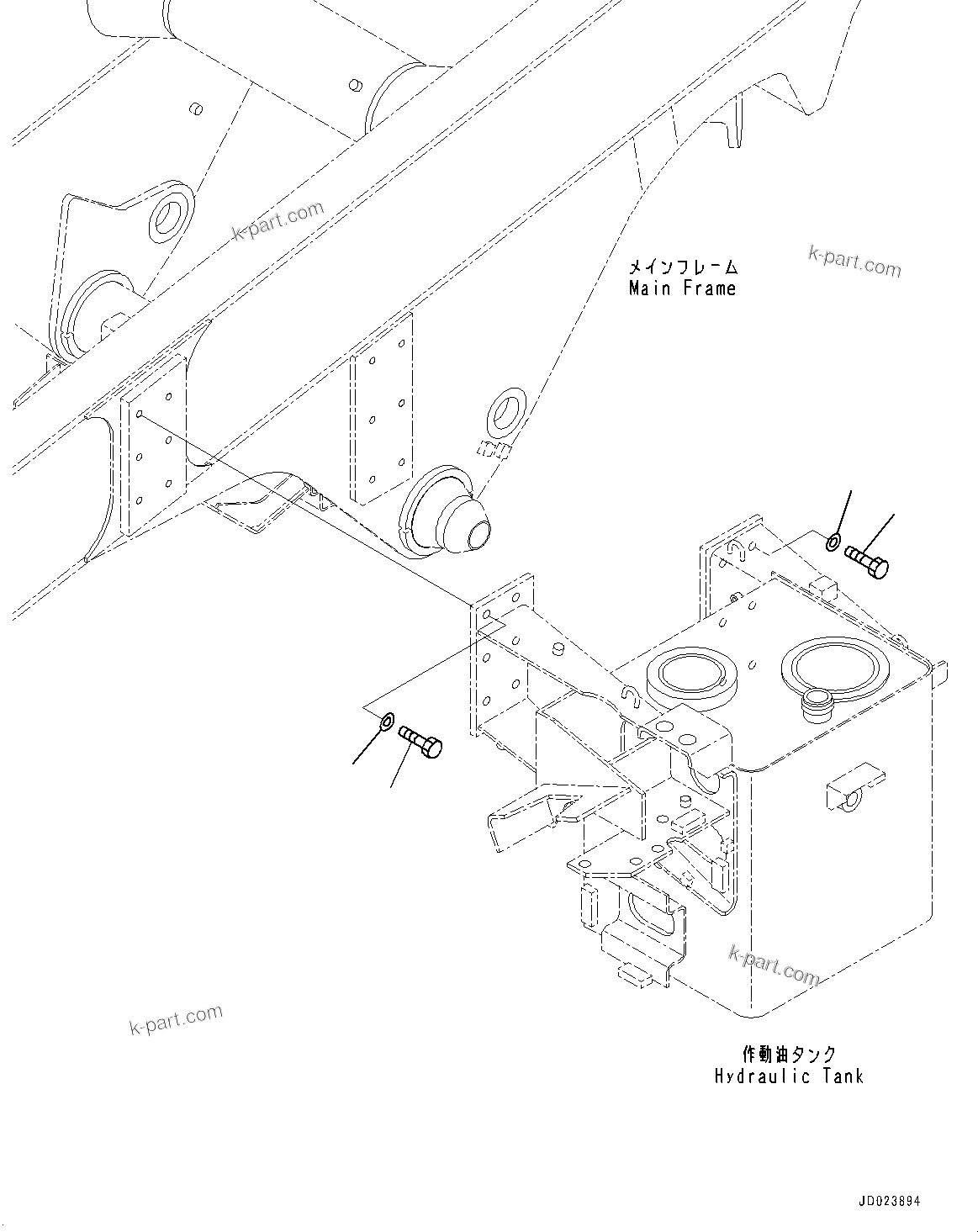 Komatsu parts book diagram for HD325-7R S/N 12001-UP: HYDRAULIC TANK, MOUNTING PARTS (2/2)(#11034-)