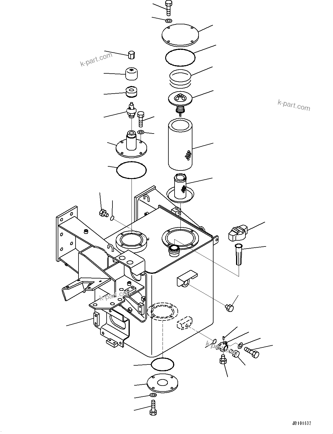 Komatsu parts book diagram for HD325-7R S/N 12001-UP: HYDRAULIC TANK, TANK(#11186-)