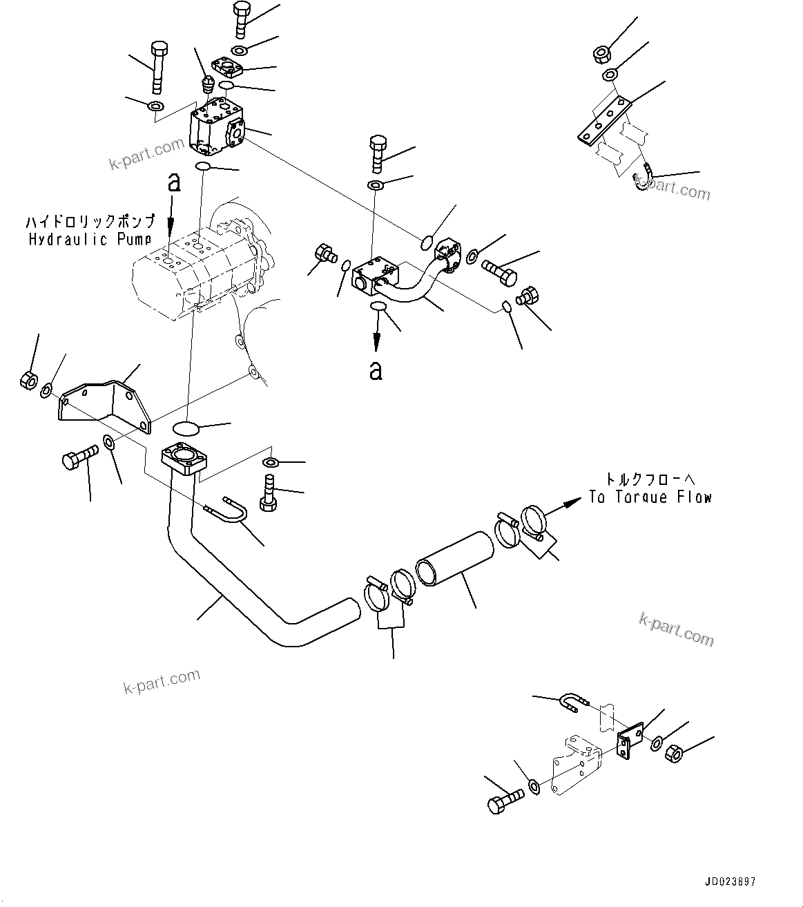 Komatsu parts book diagram for HD325-7R S/N 12001-UP: TRANSMISSION PIPING, COOLING PIPING(#11034-)