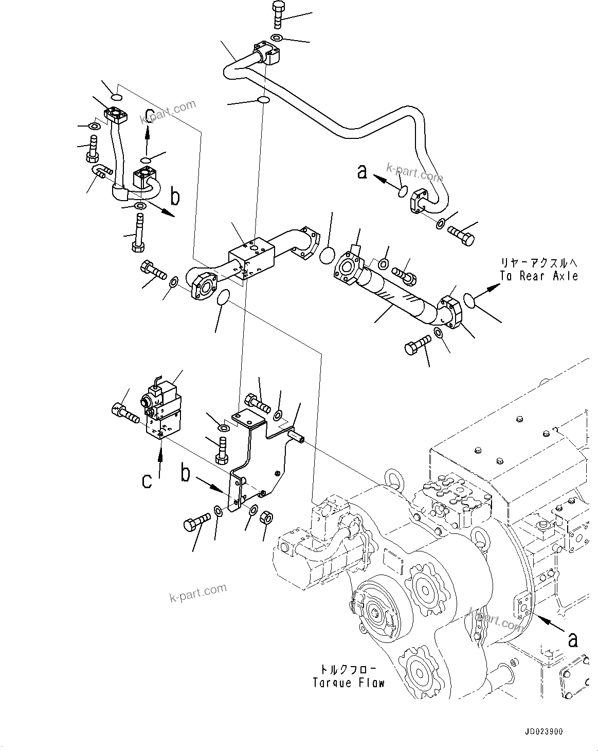 Komatsu parts book diagram for HD325-7R S/N 12001-UP: TRANSMISSION PIPING, BRAKE CONTROL VALVE(#11034-)
