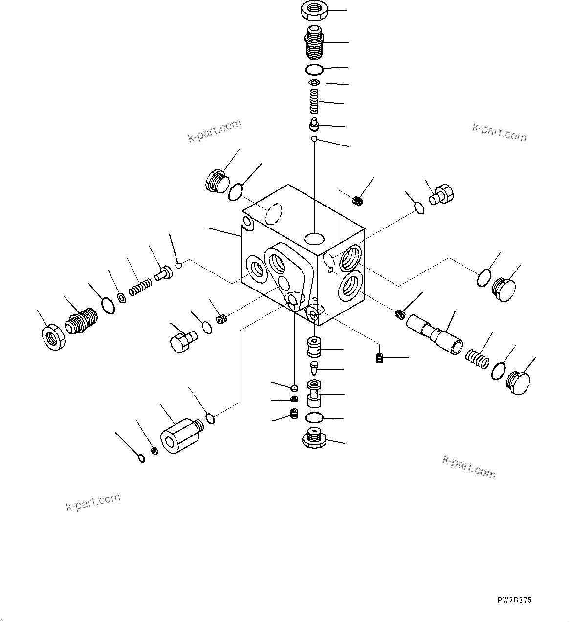 Komatsu parts book diagram for HD325-7R S/N 12001-UP: BRAKE PIPING, INNER PARTS, CHARGE VALVE(#11034-)