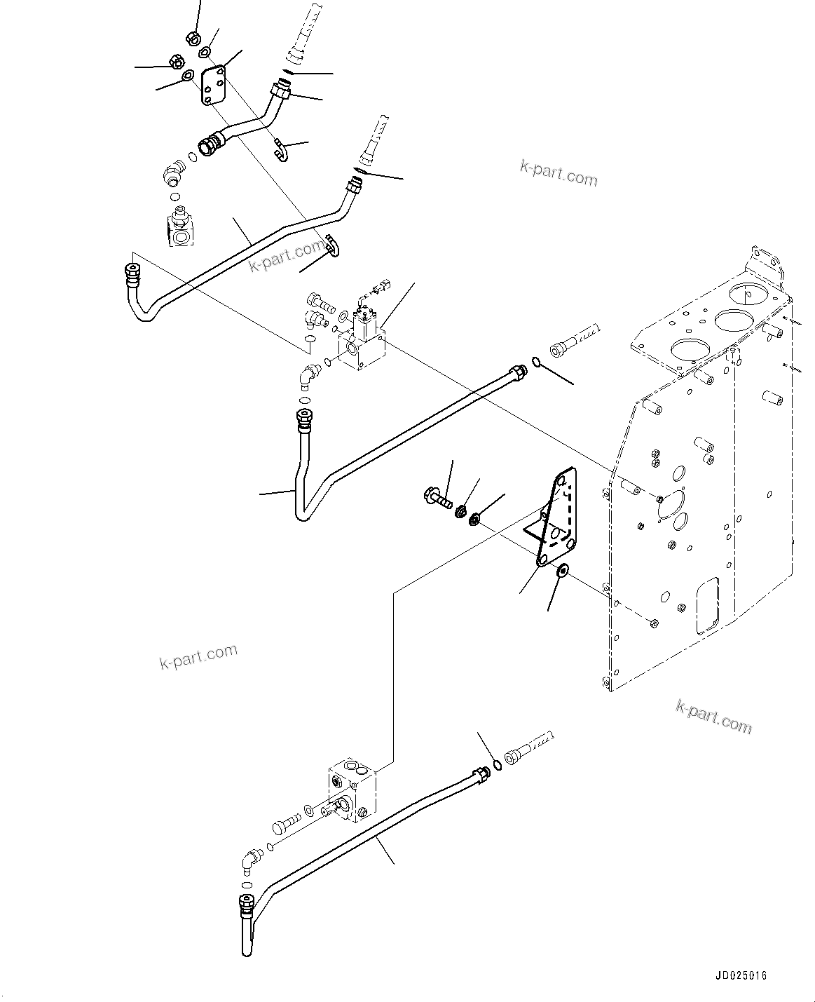 Komatsu parts book diagram for HD325-7R S/N 12001-UP: BRAKE PIPING, ACCUMULATOR PIPING (2/3)(#11034-)