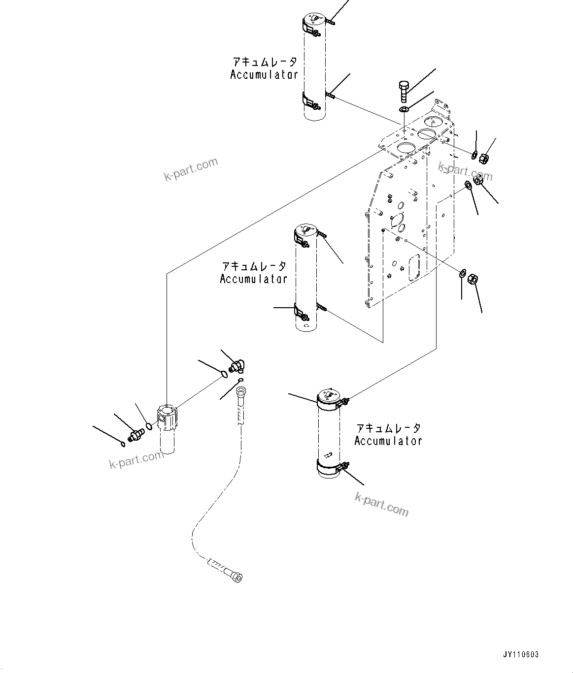 Komatsu parts book diagram for HD325-7R S/N 12001-UP: BRAKE PIPING, MOUNTING(#11034-)