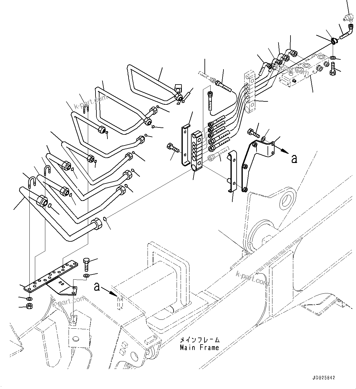 Komatsu parts book diagram for HD325-7R S/N 12001-UP: BRAKE PIPING, TANDEM VALVE PIPING(#11034-11185)