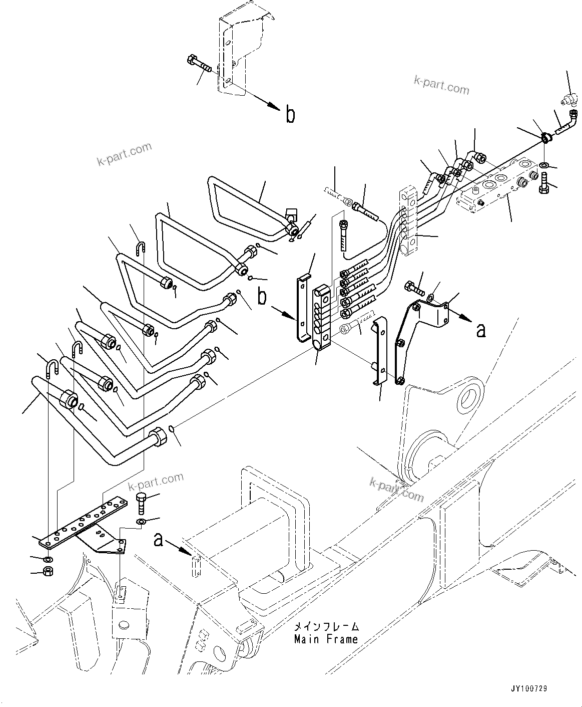 Komatsu parts book diagram for HD325-7R S/N 12001-UP: BRAKE PIPING, TANDEM VALVE PIPING(#11186-11231)
