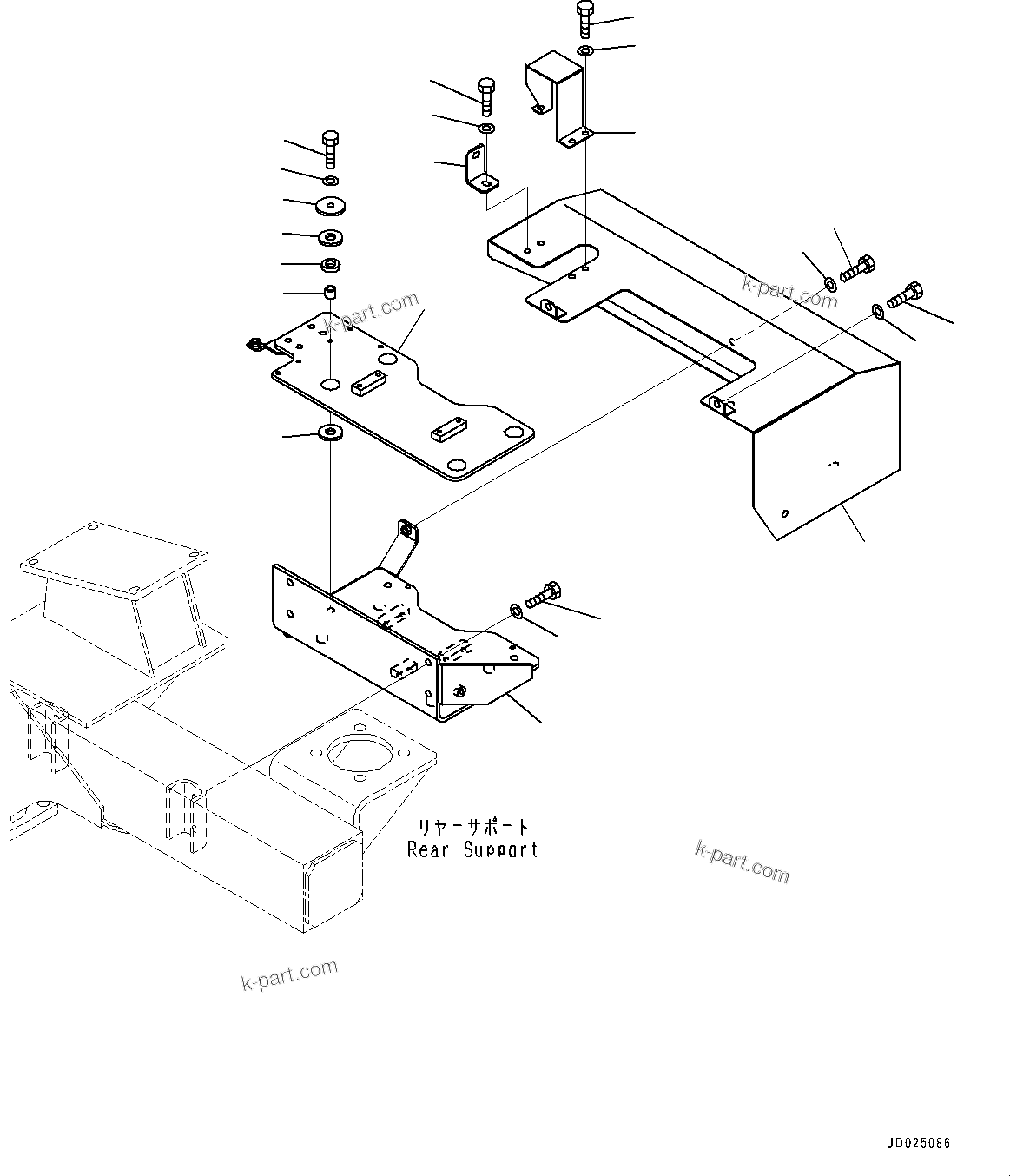 Komatsu parts book diagram for HD325-7R S/N 12001-UP: BRAKE PIPING, BRACKET(#11034-)