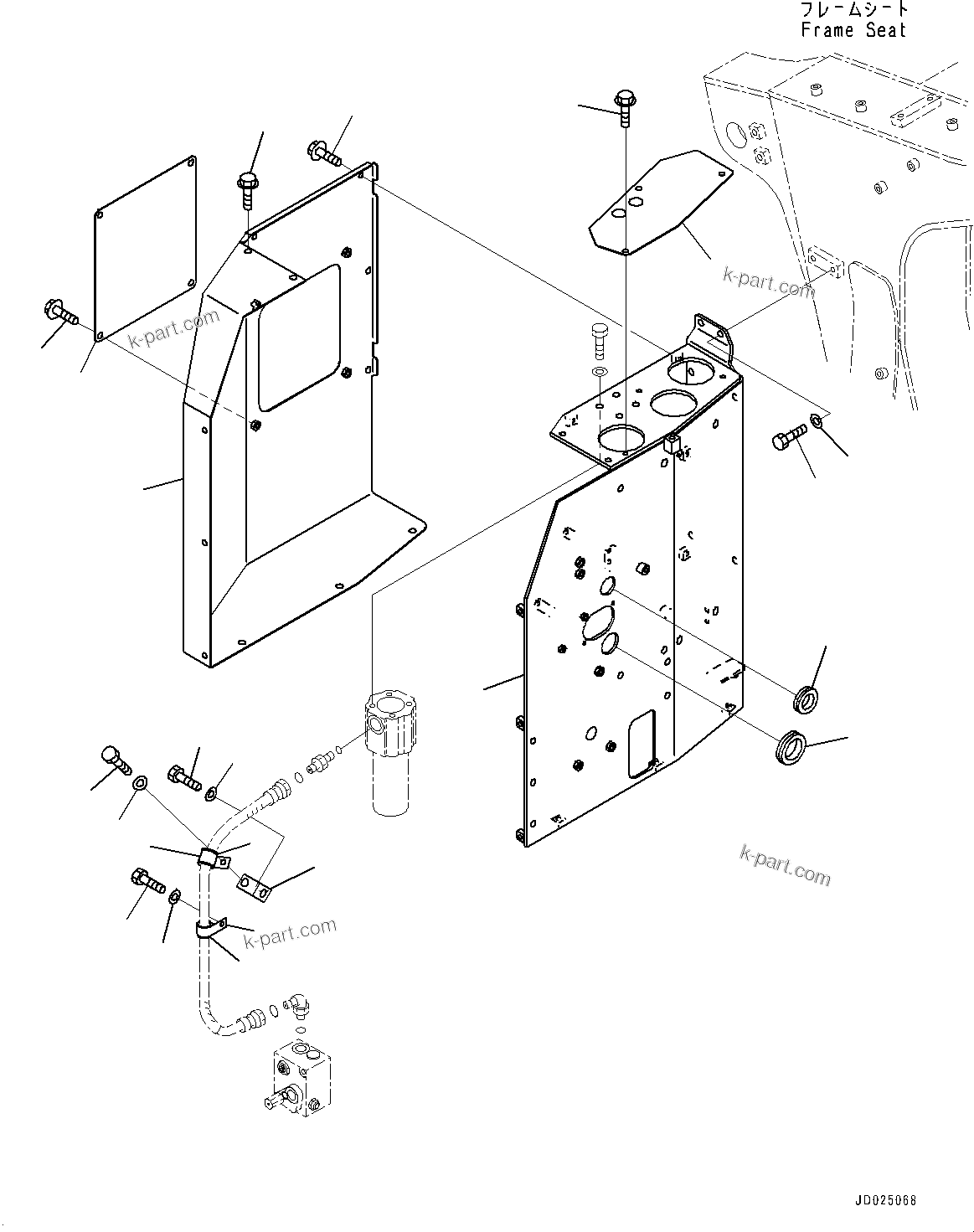 Komatsu parts book diagram for HD325-7R S/N 12001-UP: BRAKE PIPING, BATTERY BOX (WITH AUTO SPIN REGULATOR (ASR))(#11034-)