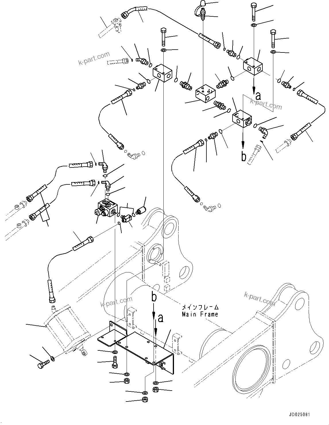 Komatsu parts book diagram for HD325-7R S/N 12001-UP: BRAKE PIPING, PARKING BRAKE VALVE (WITH AUTO SPIN REGULATOR (ASR))(#11034-)
