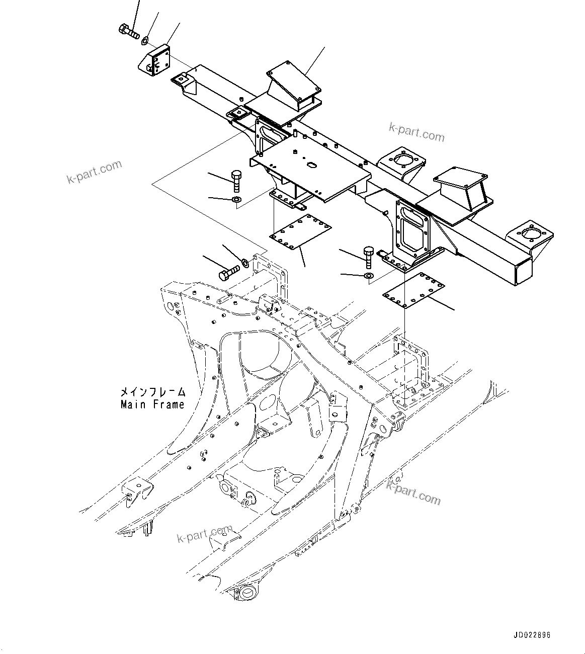 Komatsu parts book diagram for HD325-7R S/N 12001-UP: REAR SUPPORT, SUPPORT(#11034-)